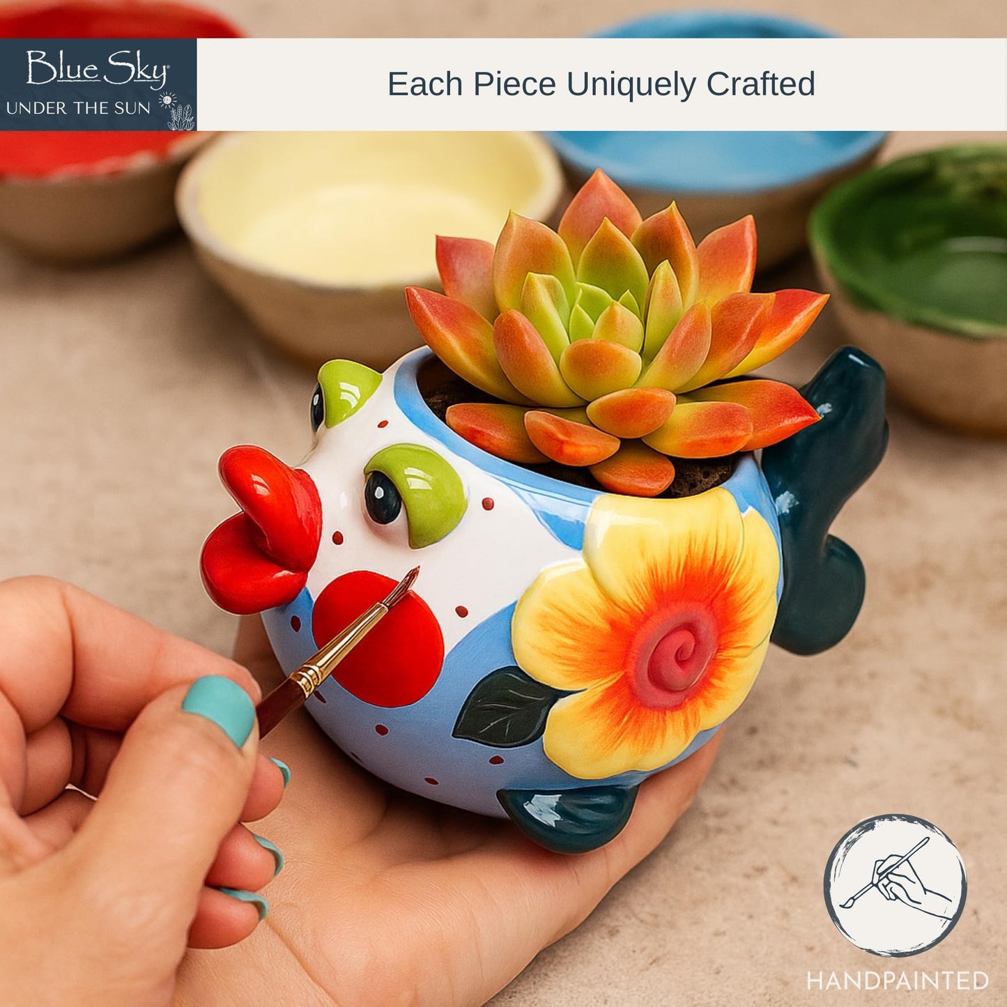 Blue Sky Ceramic Fish 8“ Planter