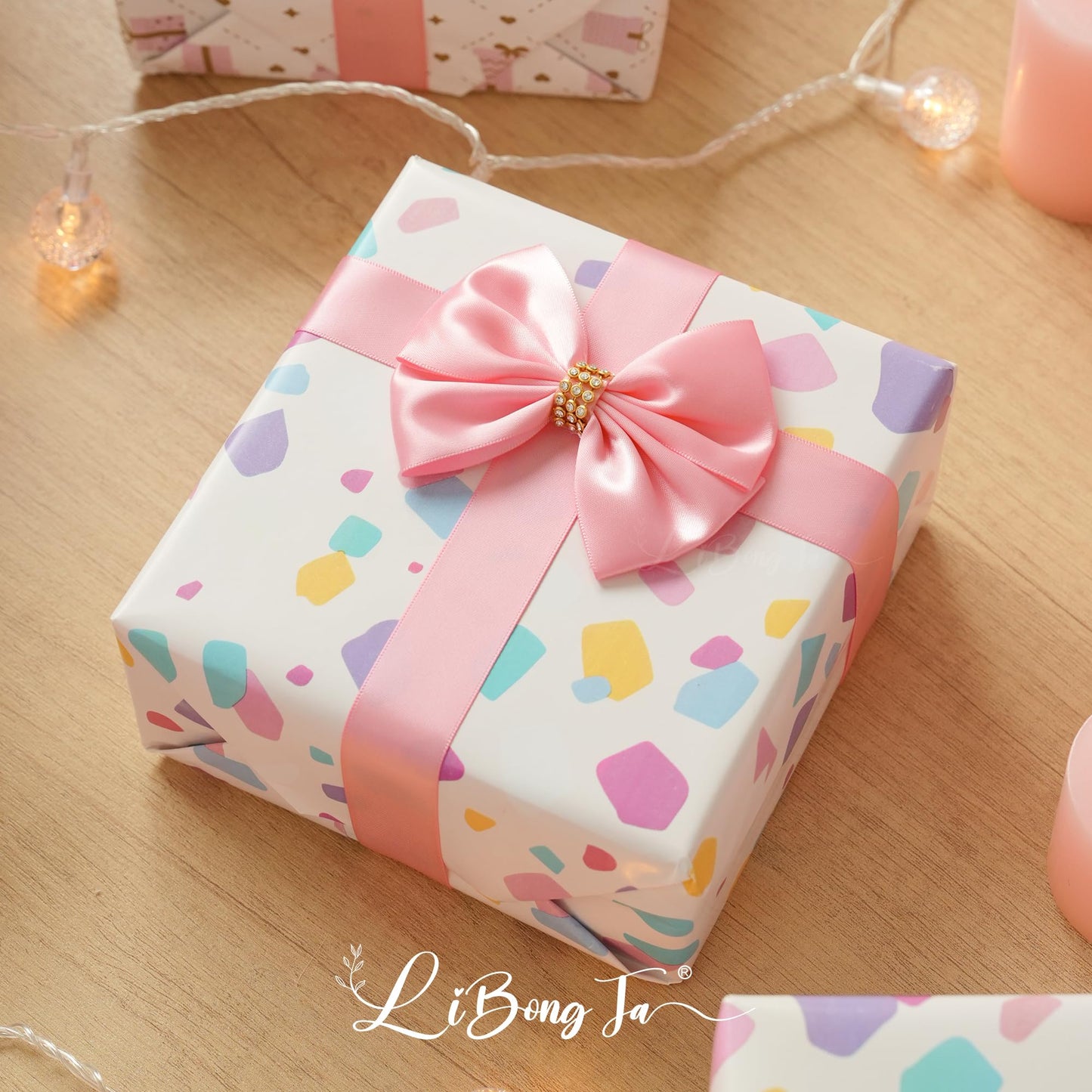 LiBongTa Pink Satin Bows 12 PCS Premade Self Adhesive 3.5" Gift Bows with Rhinestone for Wedding Party Event Decor Gift Wrapping Craft Baby Shower Wedding Treat Bags Presents Making Greeting