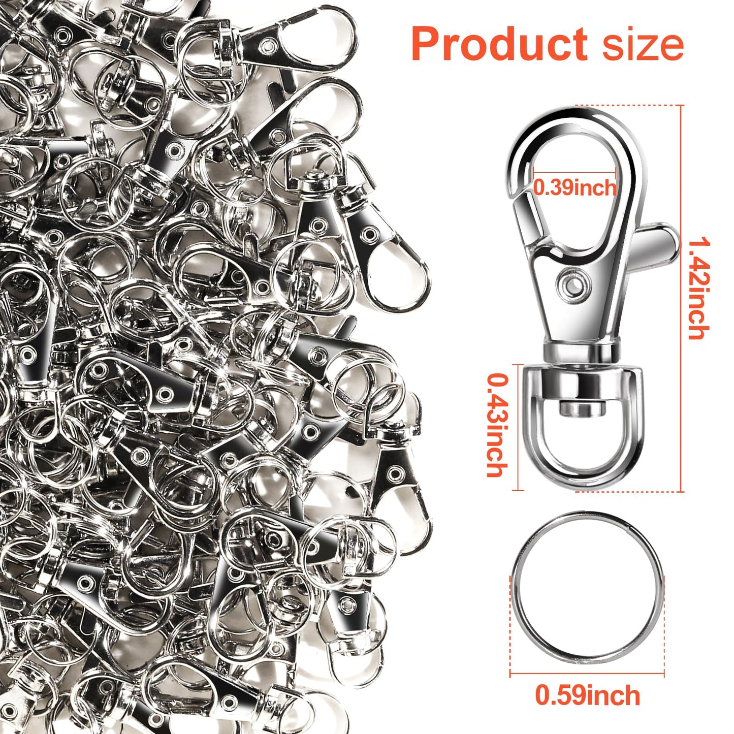 LEOBRO 240PCS Lobster Claw Clasps and Key Rings, Keychain Making Kit, 120PCS Keychain Clips and 120PCS Key Chain Ring, for Keychains, Lanyard, Jewelry Making, Art Crafts, Silver