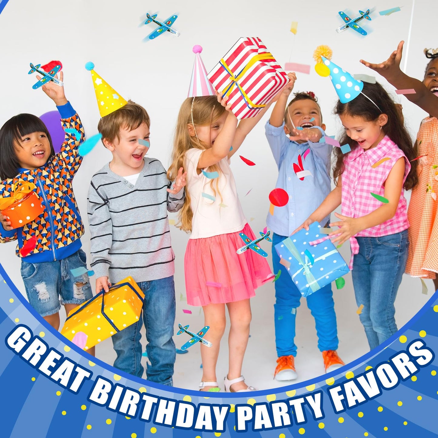 Skylety 50 Pcs Comics Foam Gliders Airplane Toys for Kids, Foam Paper Airplane, Comics Birthday Party Favors Goodie Bag Stuffers Outdoor Flying Toys Bulk Prizes for Kids Classroom