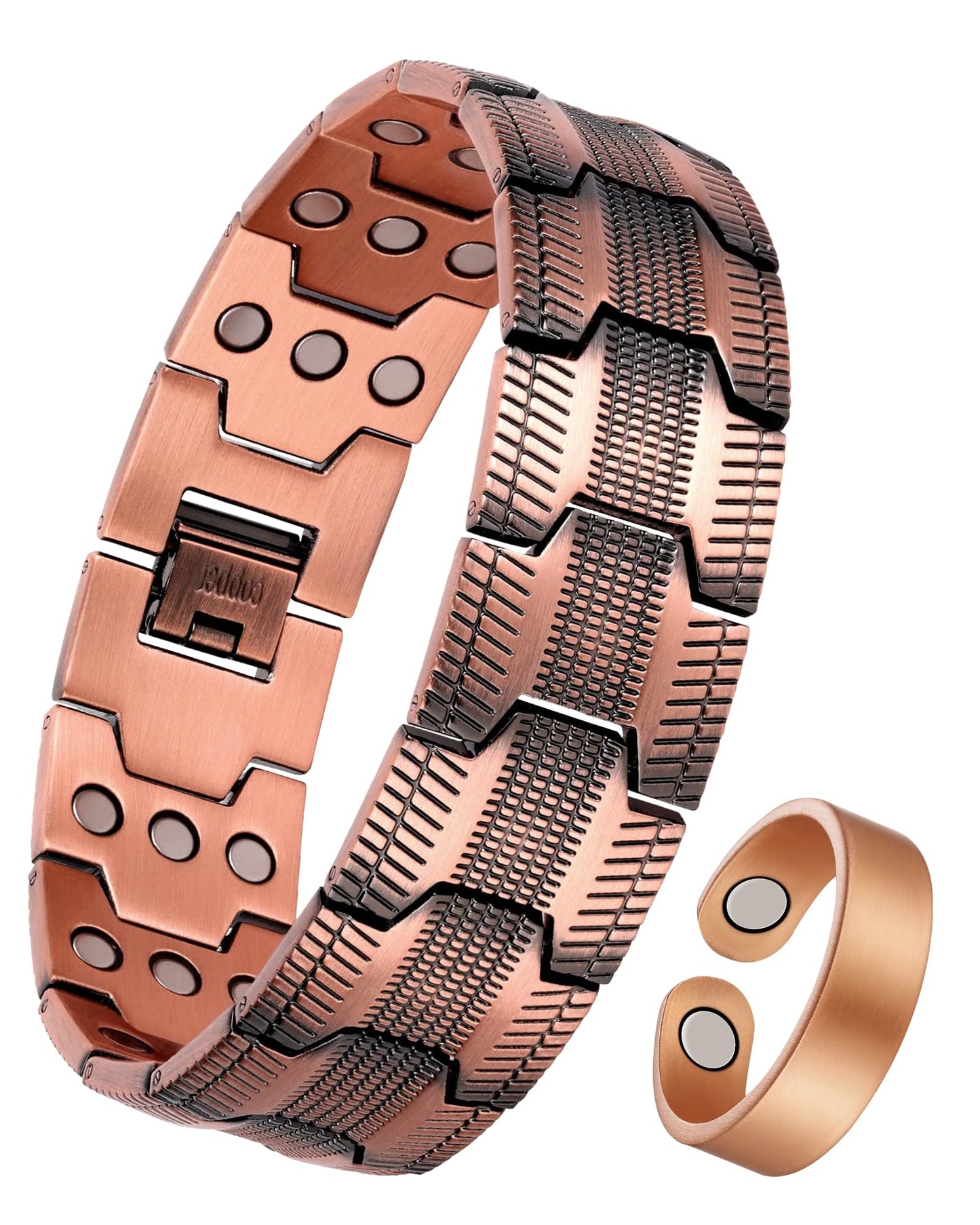 Jeracol Copper Bracelets for Men, 3X Strength Magnetic Copper Bracelets for Men with 3500 Gauss Magnets, Adjustable Length with Sizing Tool