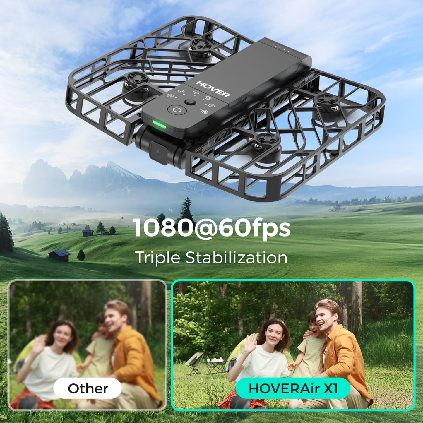 HOVERAir X1 Drone with Camera, Follow-me Drone with Self-Flying Mode, Foldable Mini Drone with HDR Video Capture, Palm Takeoff, Intelligent Flight Paths, Hands-Free Control Black (Combo Plus)