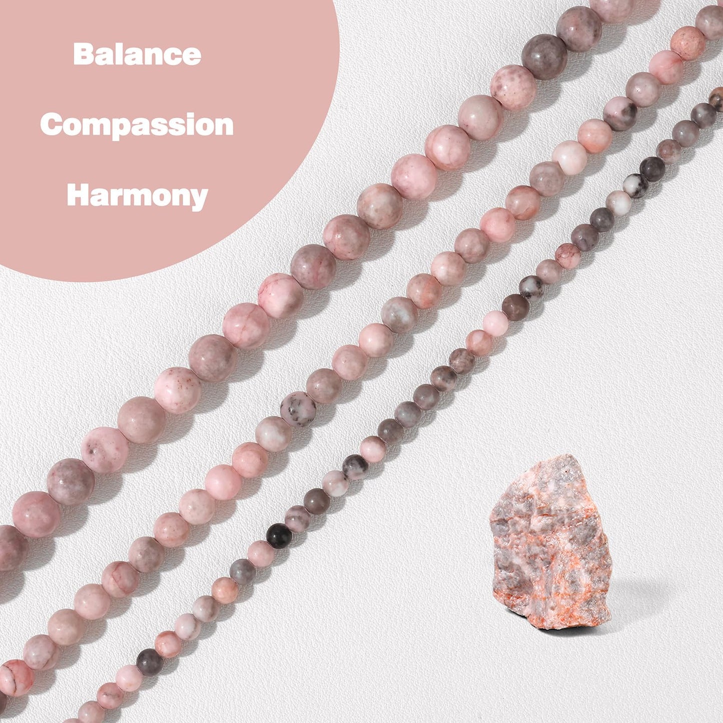 Raicegs 100pcs 8mm Pink Zebra Jasper Beads Natural Gemstone Beads Round Loose Beads for Jewelry Making DIY Bracelets Necklace