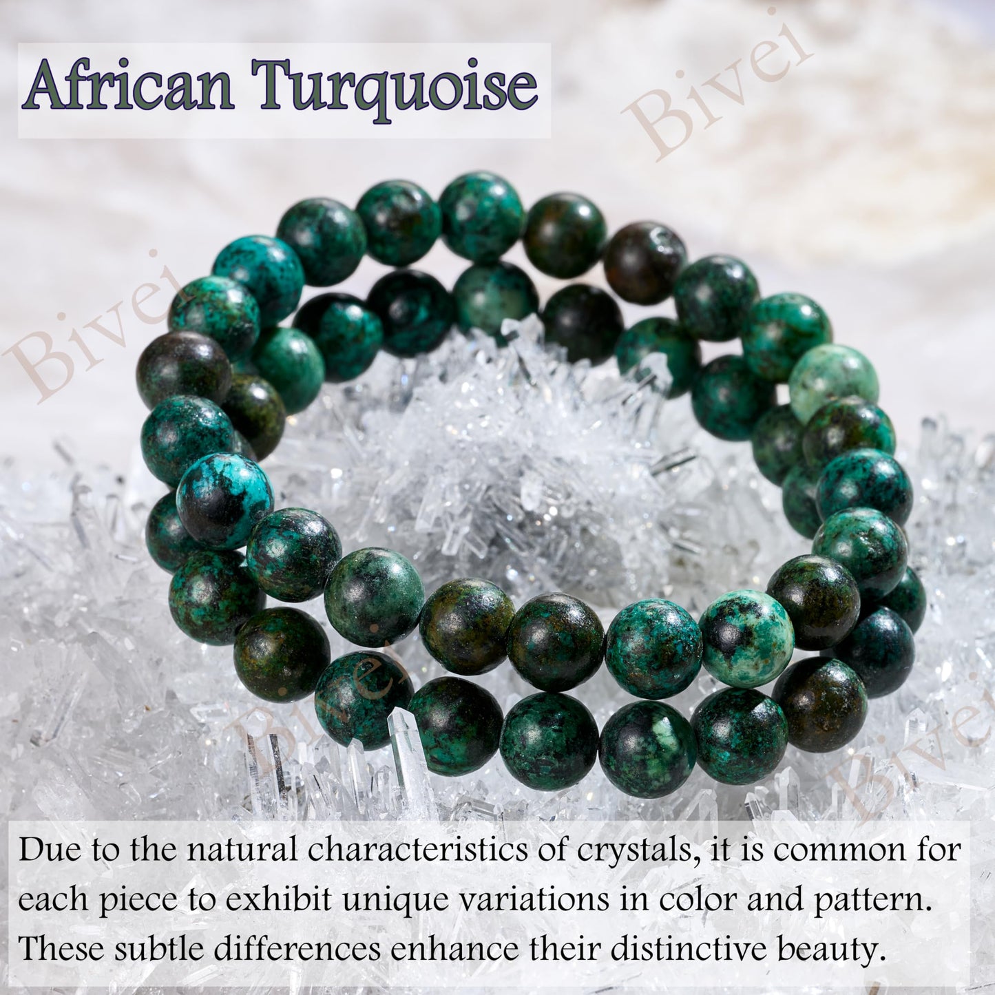 African Turquoise - Evolution - 8mm Beaded Bracelets for Women Handmade Semi Precious Natural Stone Stretch Elastic Jewelry Yoga Protection Gifts
