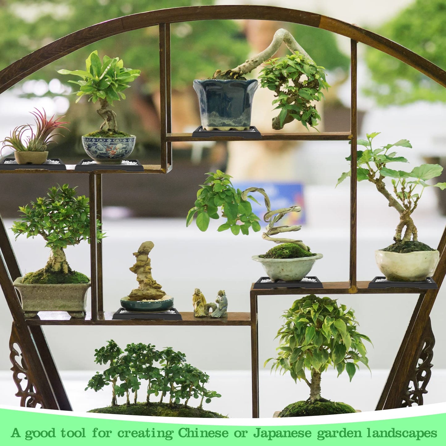 Pinkunn 6 Pcs Bonsai Humidity Tray Rectangular Drip Tray Plastic Plant Water Catcher Plant Saucers for Indoors and Outdoors Cactus,Succulents,Bonsai Tree,Stone Not Included (7.8 x 5.5 Inch)