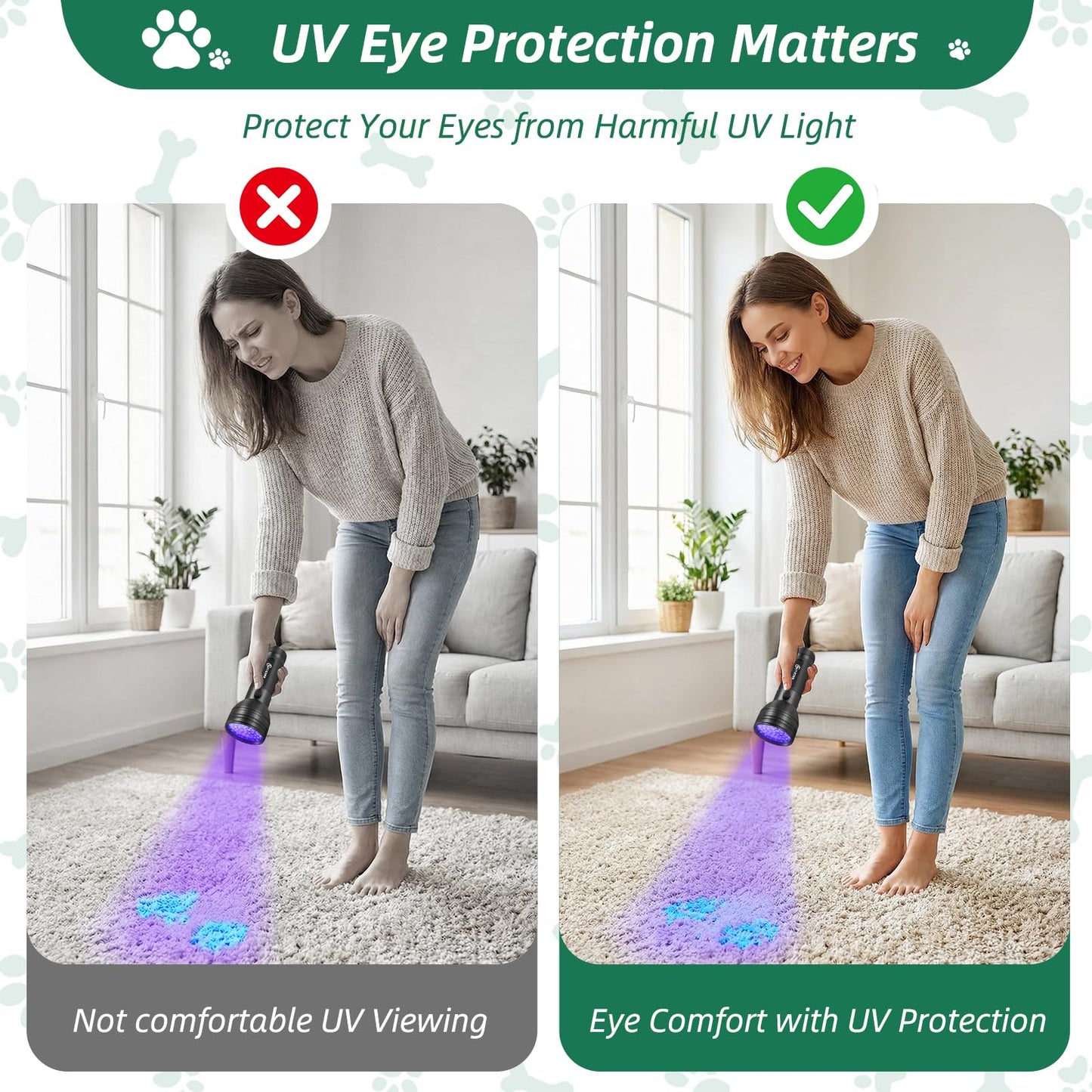 ESCO LITE UV Flashlight Black Light, 51 LED 395 nM Ultraviolet Blacklight Detector for Dog Urine, Pet Stains and Bed Bug