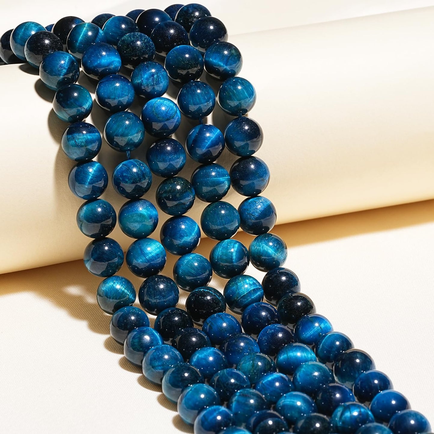8mm Natural Blue Tiger Eye Gemstone Beads Polished Round Smooth Stone Beads for Bracelets Jewelry Making