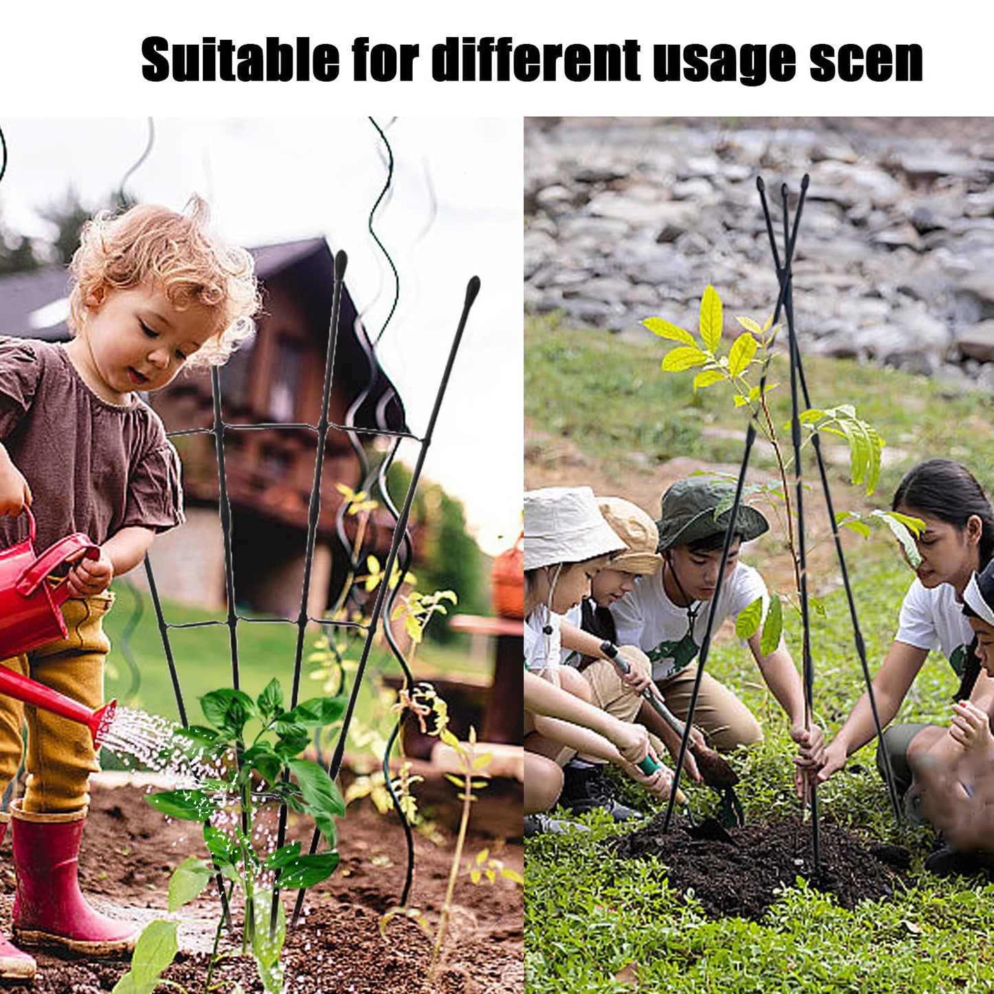 Garden Trellis for Climbing Plants Outdoor & Indoor, 47in Plant Trellis for Vines, Flowers,Tomato cage 3 Shapes Rustproof Plant Support Trellis for Potted Plants,Rose, Cucumber, Pea, Tomato, 2Pack
