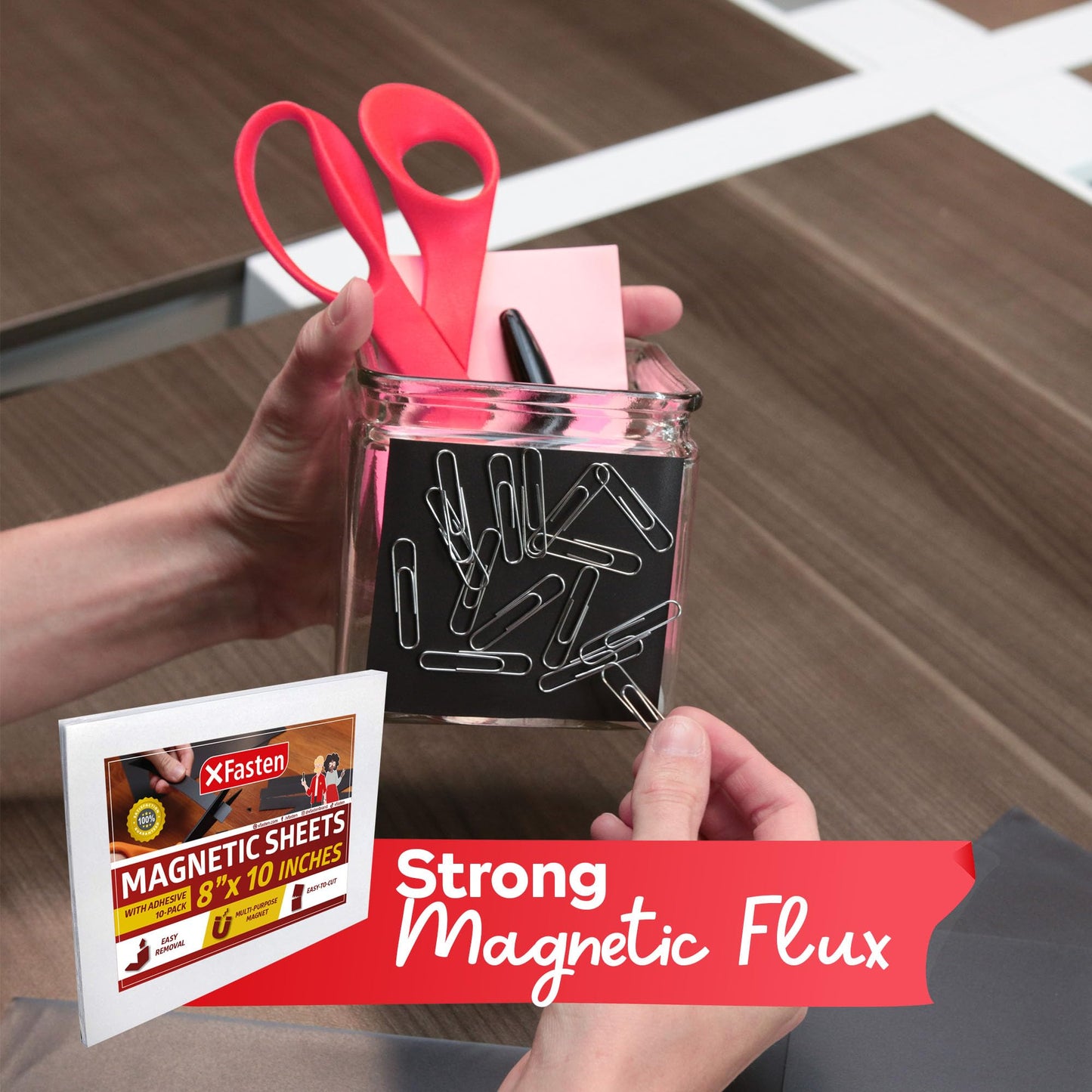 XFasten Magnetic Sheets 8x10 Inch 20mil (Set of 10) - Magnetic Adhesive Sheets -Premium Peel and Stick Magnetic Sheets with Adhesive Backing