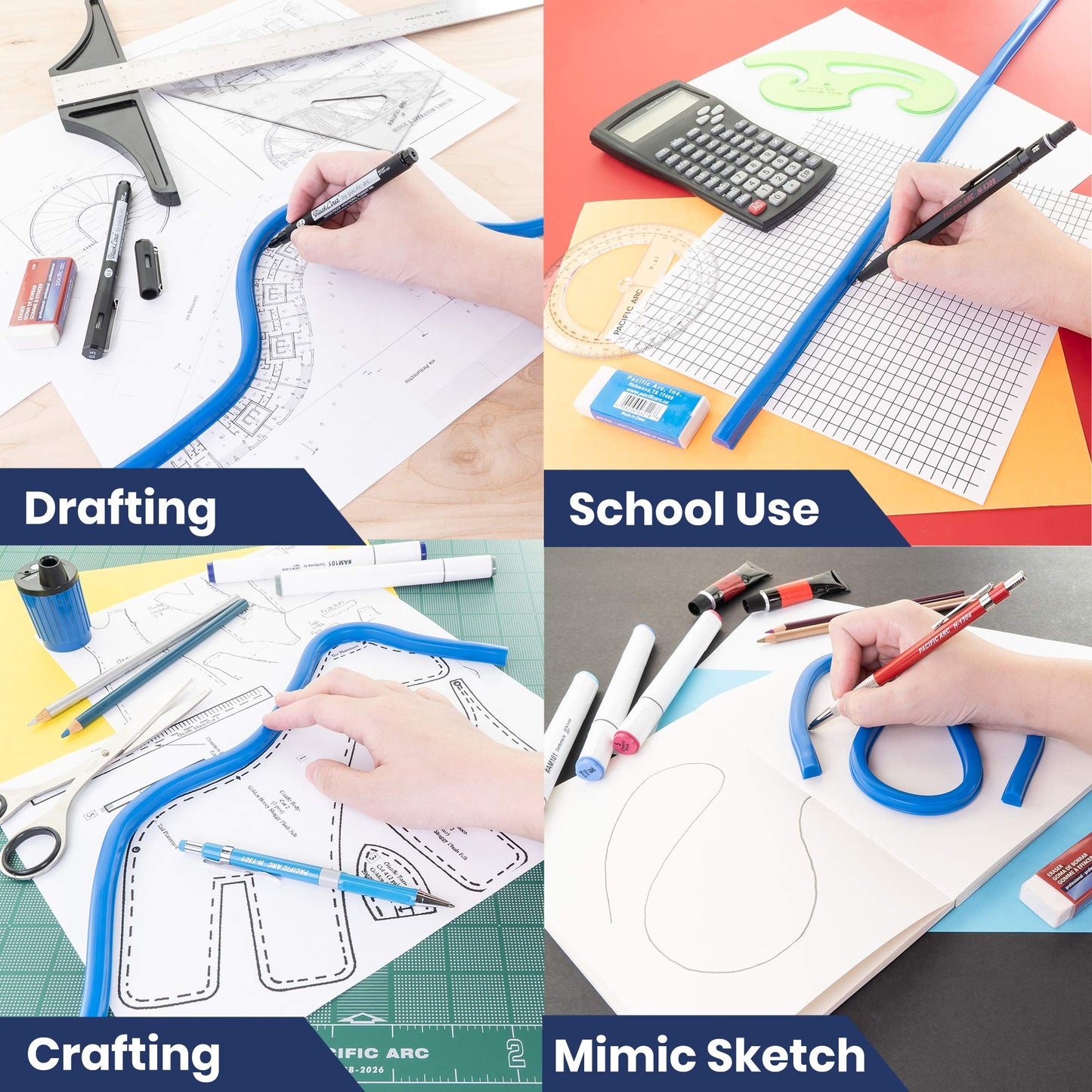 Pacific Arc Flexible Curve 24" with Inking Edge, For Drawing, Pattern making, Engineering, Stencil making