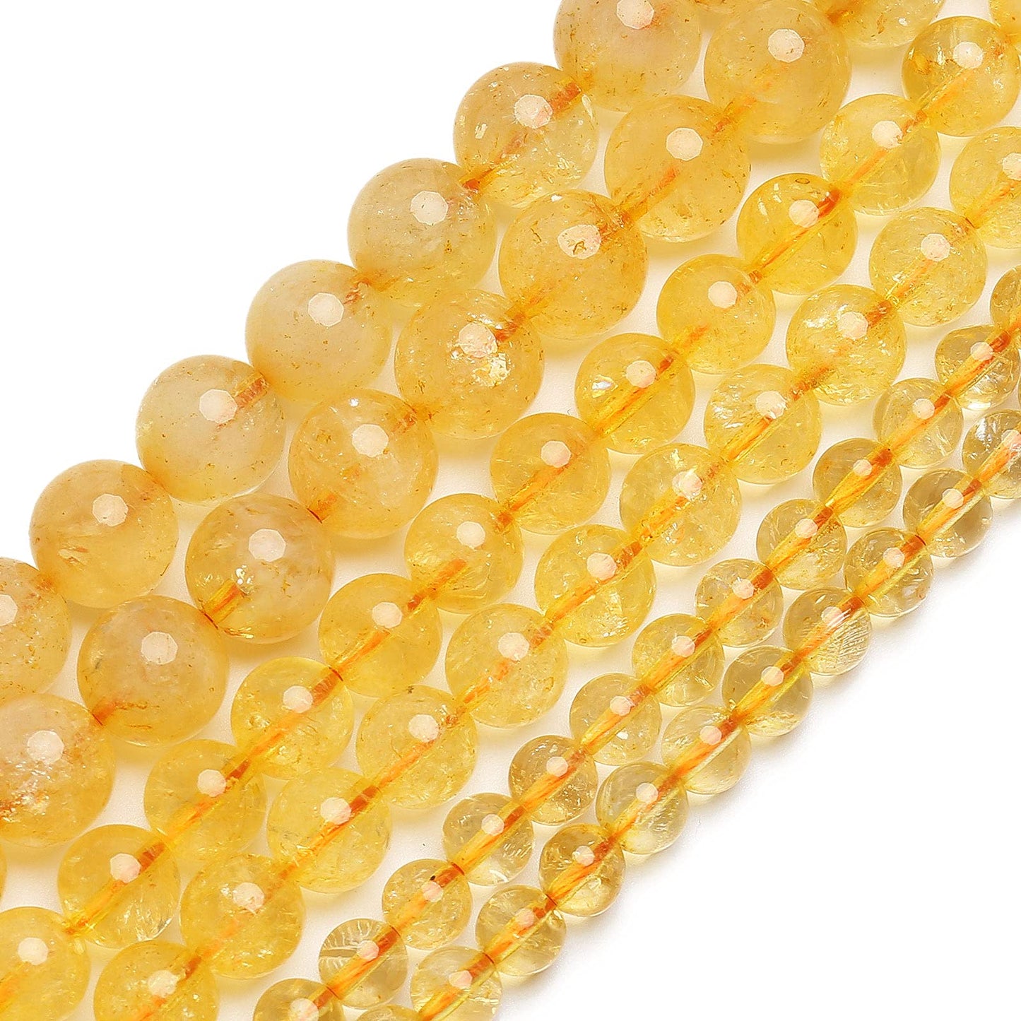 70PCS Natural 8MM Healing Gemstone, Citrine Energy Stone Round Loose Beads, Semi-Precious Crystal Beads with Free Elastic String for Jewelry Making DIY