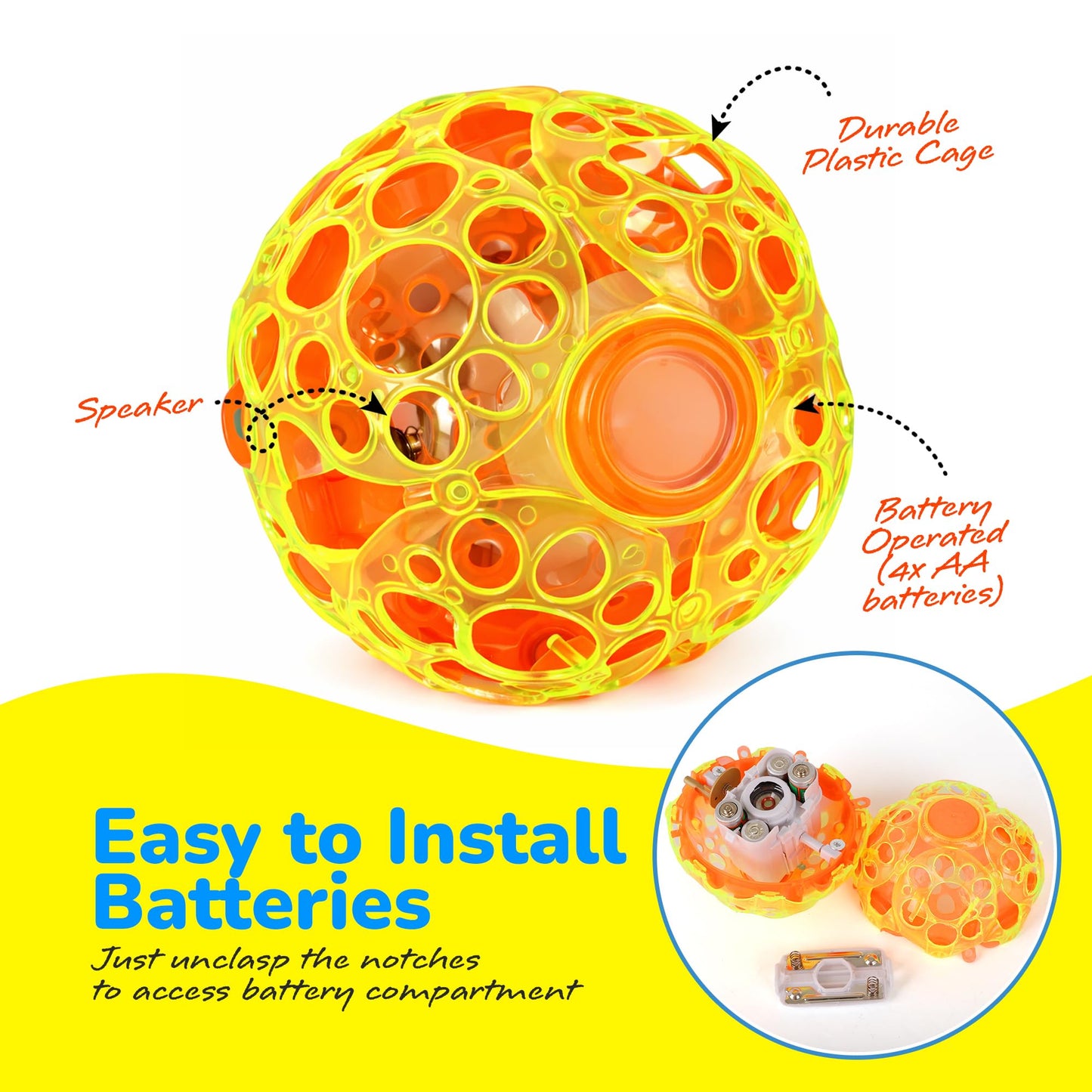 ArtCreativity Light-Up Dancing Ball with Sound Effects, Set of 2, LED Vibrating and Singing Ball for Kids, LED Party Supplies for Birthdays and More, Best Gift and Party Favors for Boys and Girls