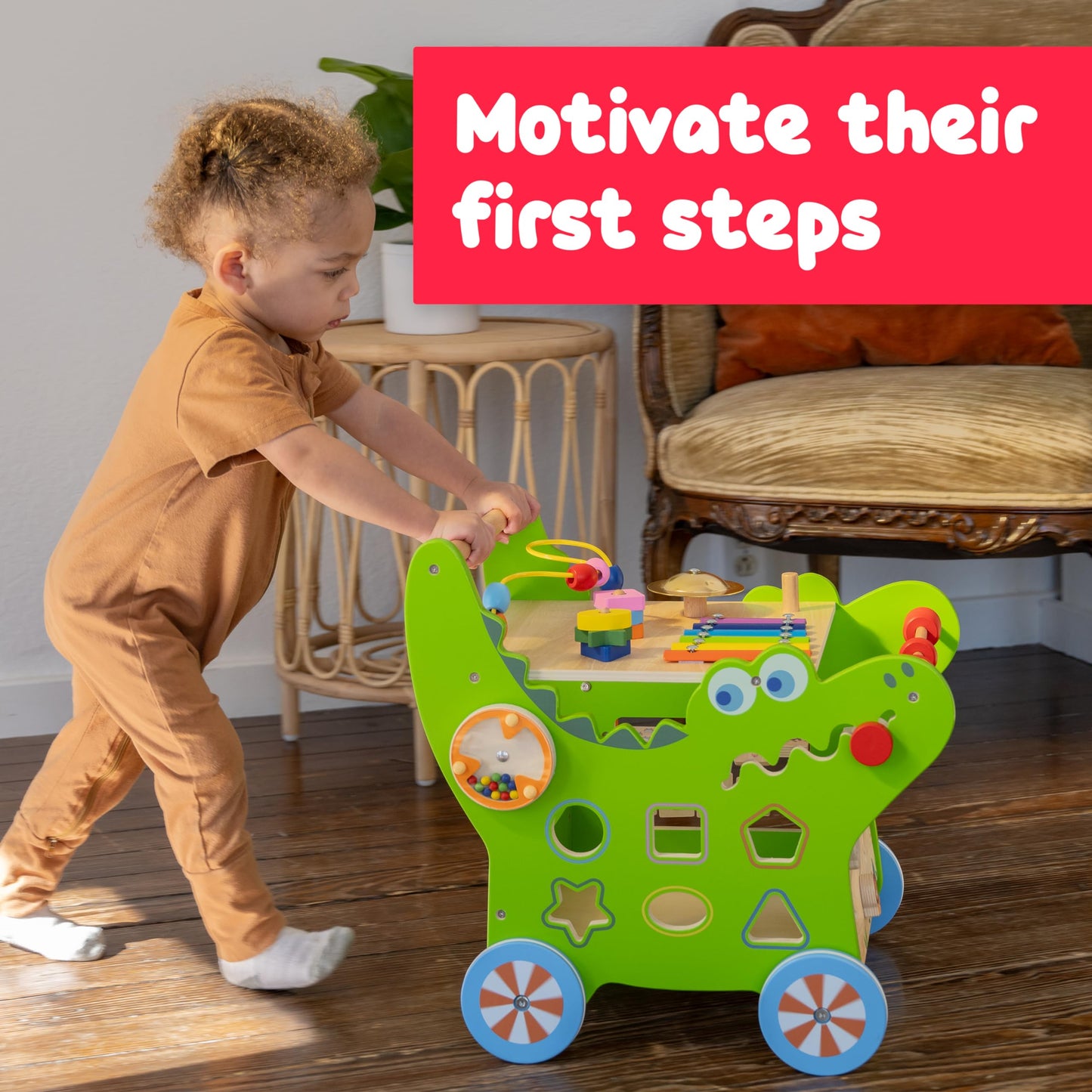 Spark & Wow Crocodile Activity Walker | 10 Activities | for Ages 1+ | Activity Table for Toddlers | Push and Pull Learning Walker