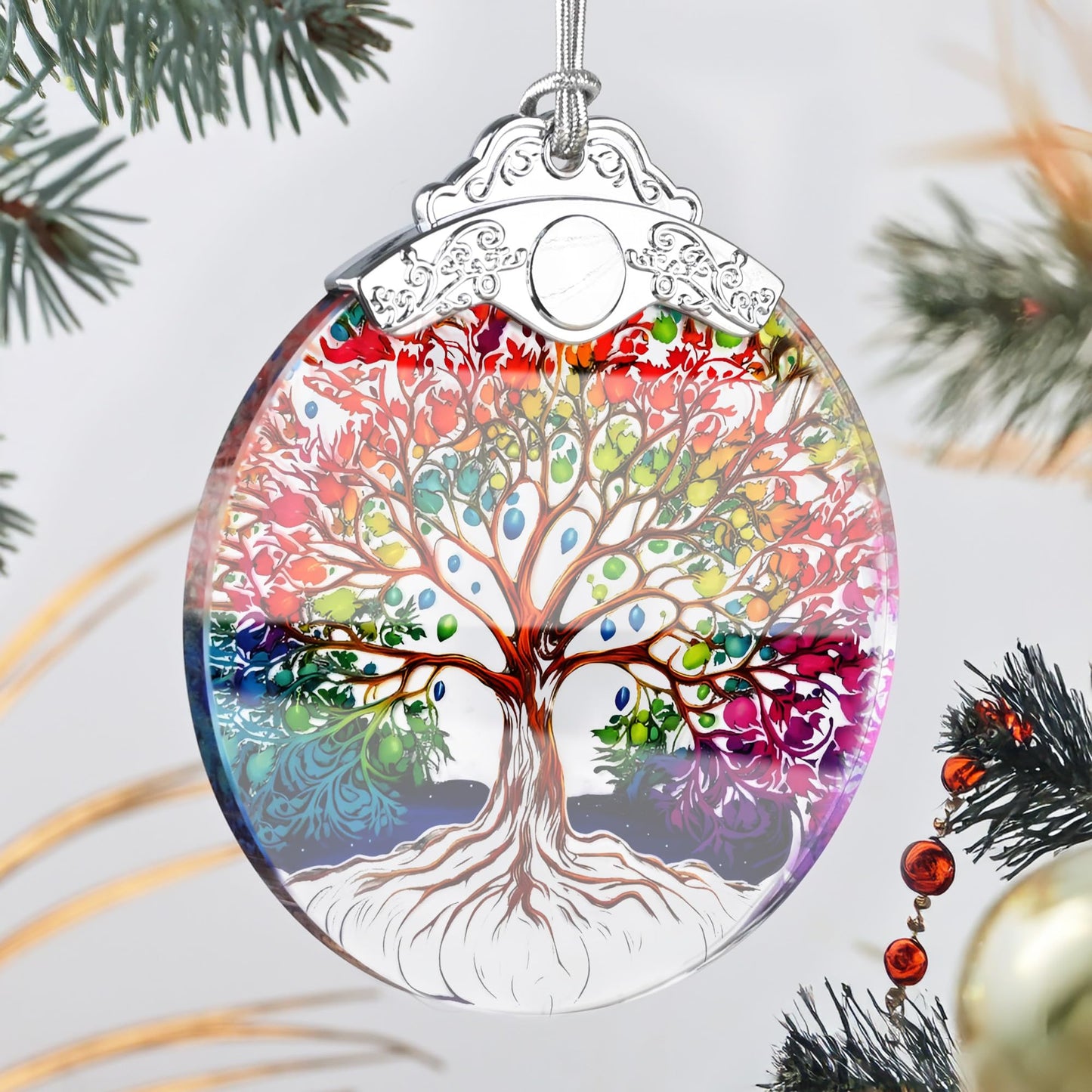 Tree of Life Stained Glass Ornament - Christmas Tree Decor, Ornaments for Christmas and Exchange