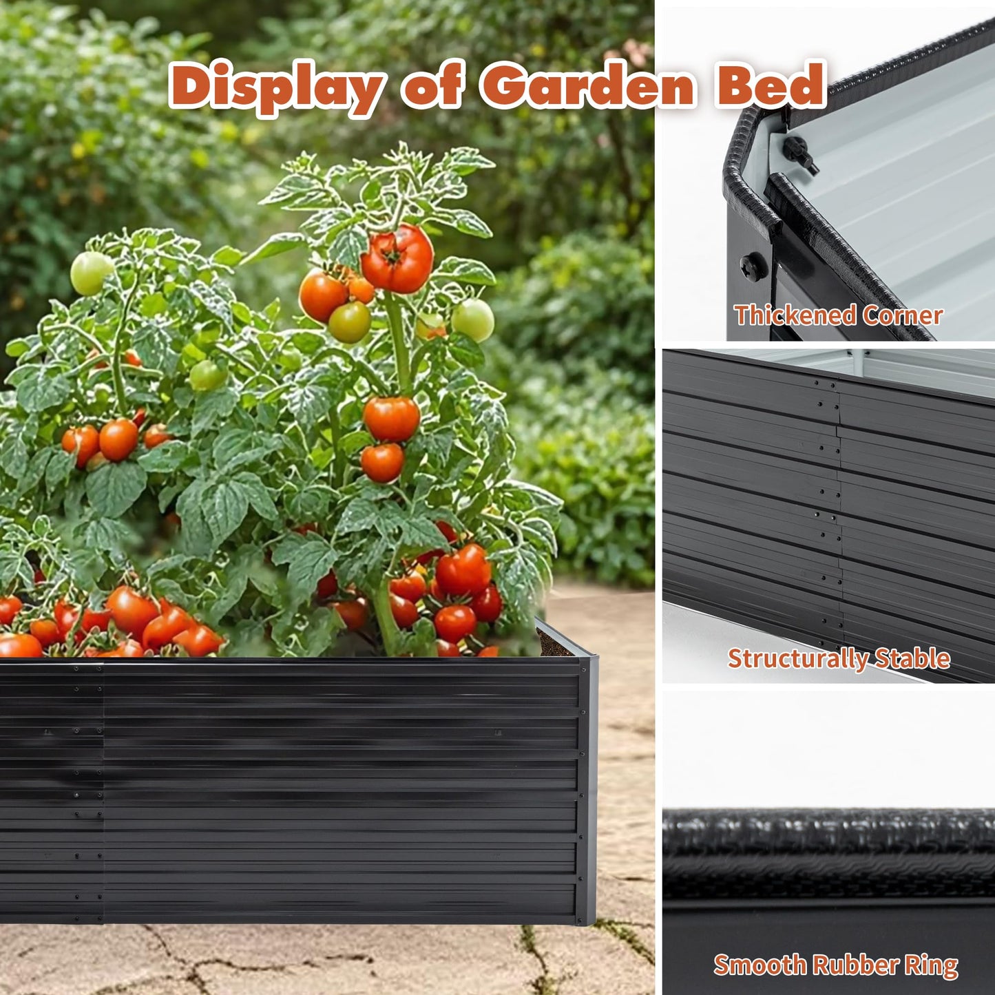 AYJOIR Galvanized Raised Garden Bed, Deep Root Planter Box Outdoor,Large Heavy Metal Raised Garden Beds for Vegetables Flowers Herb, Rectangular Planter for Backyard Outdoor, 8x4x2 FT (8x4x2 FT)