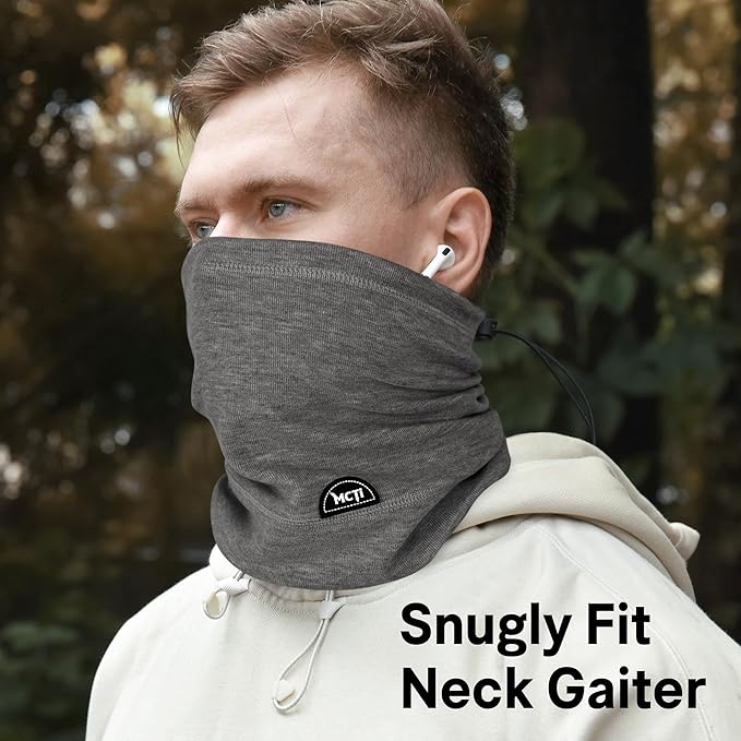 MCTi Neck Gaiter Warmer Winter Fleece Scarves Beanie Hat for Skiing Cycling Elastic Closure