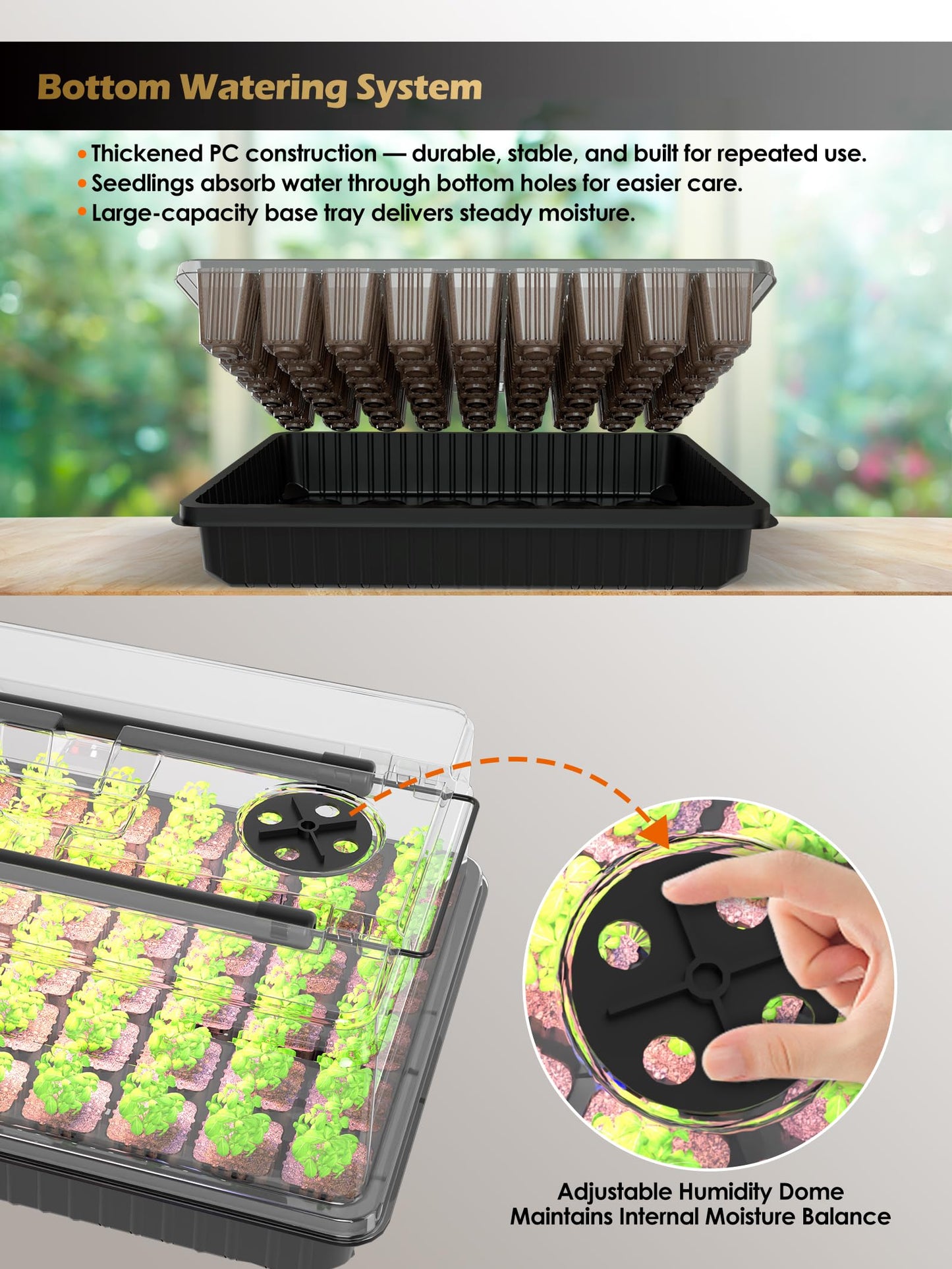 GLOWRIUM Seed Starter Tray with Full Spectrum Grow Light,54-Cell Seed Starter Kit with Humidity Dome,6-Setting Auto Timer,Adjustable Brightness Indoor Seedling Starter Tray for Indoor Plant (1-Pack)