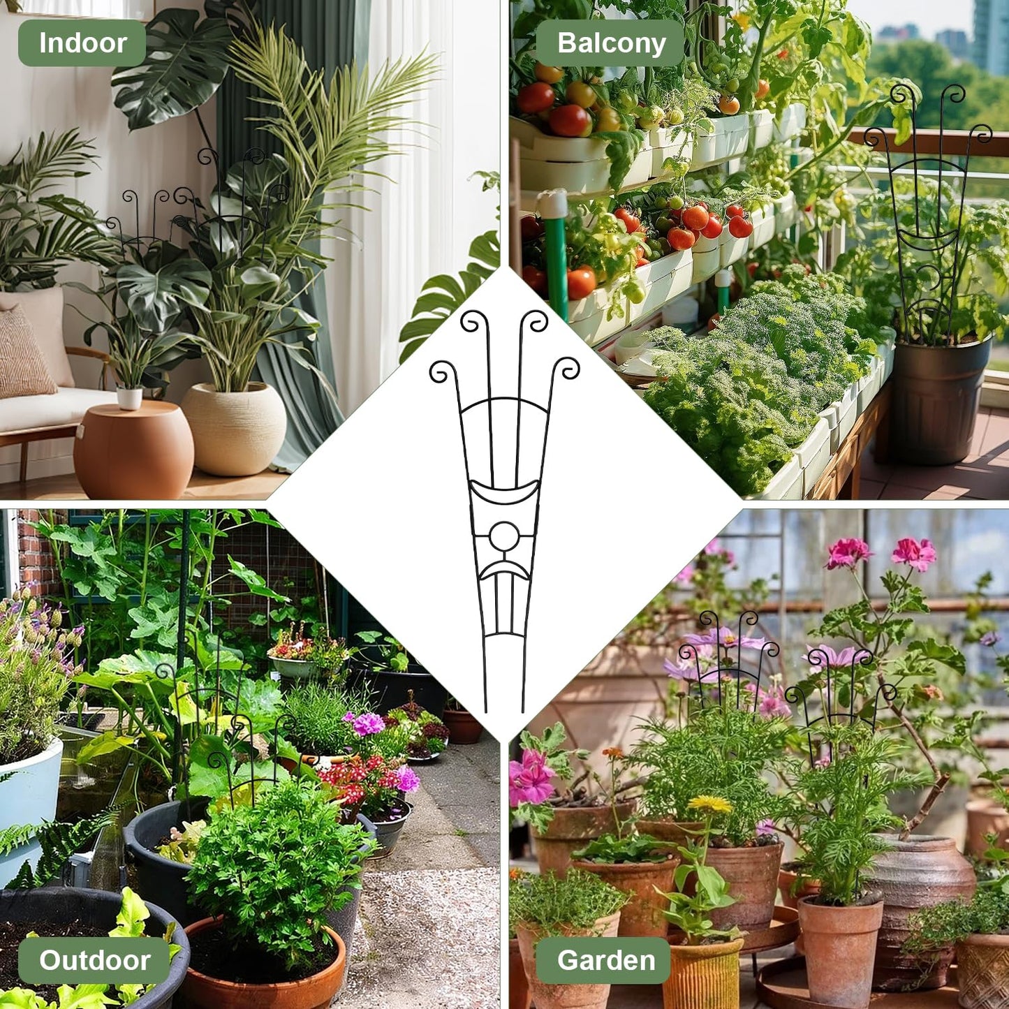 32.6in Trellis for Climbing Plants Indoor, 2 Pack Expandable Rustproof Metal Garden Plant Trellis for Potted Plants, Tall Heavy-Duty Houseplant Support for Monstera, Pothos, Ivy, Hoya