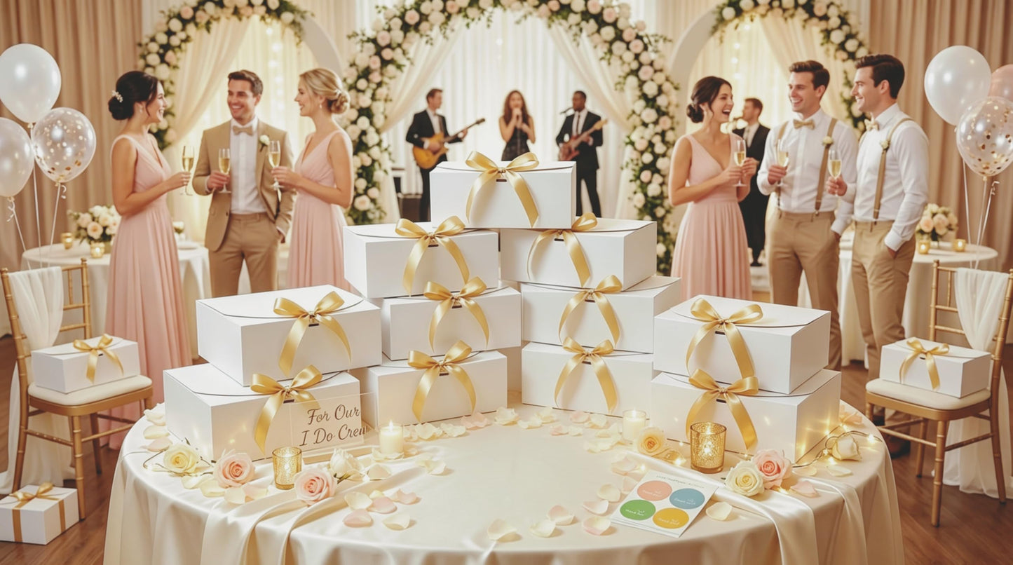 Treelement 10Pcs White Gift Boxes with Lids,10.6×7.8×3.1 Inch Bridesmaid Proposal Boxes with Ribbons and Stickers for Wedding Gifting,Birthday,Party Favors, Baby Shower,Return Gifts