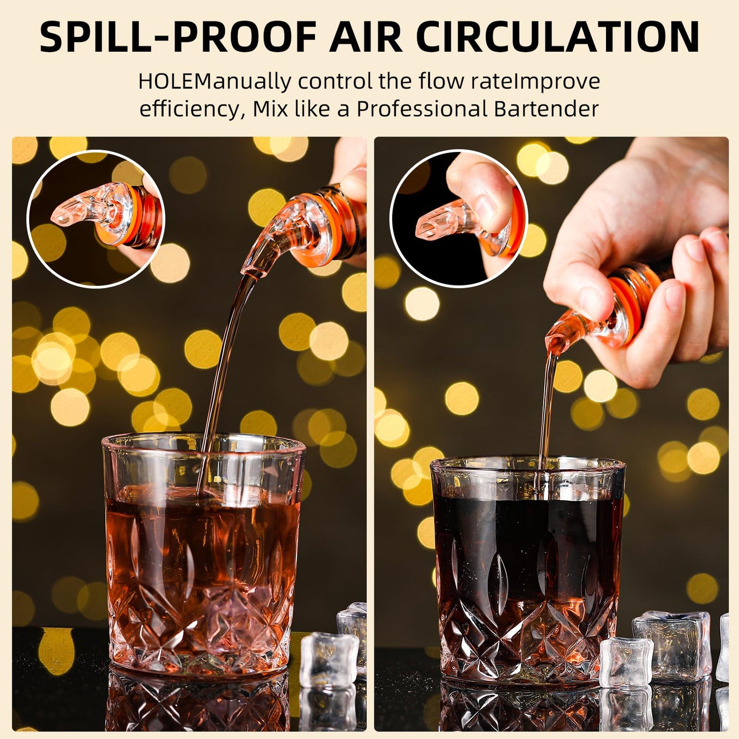 Quzzil 1 Dozen Pour Spout Large Amber Cork Pour Spout Bottle Speed Pourers Fits 750ml, 1l, 1.75l Bottles, for Liquors, Bartending Tool(Orange)