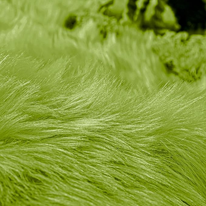 Goolela Fluffy Sheepskin Green Rugs 4x6 for Bedroom Shag Soft Faux Fur Rug Furry Bedside Rug Shaggy Fuzzy Carpet Playroom Washable Sheepskin