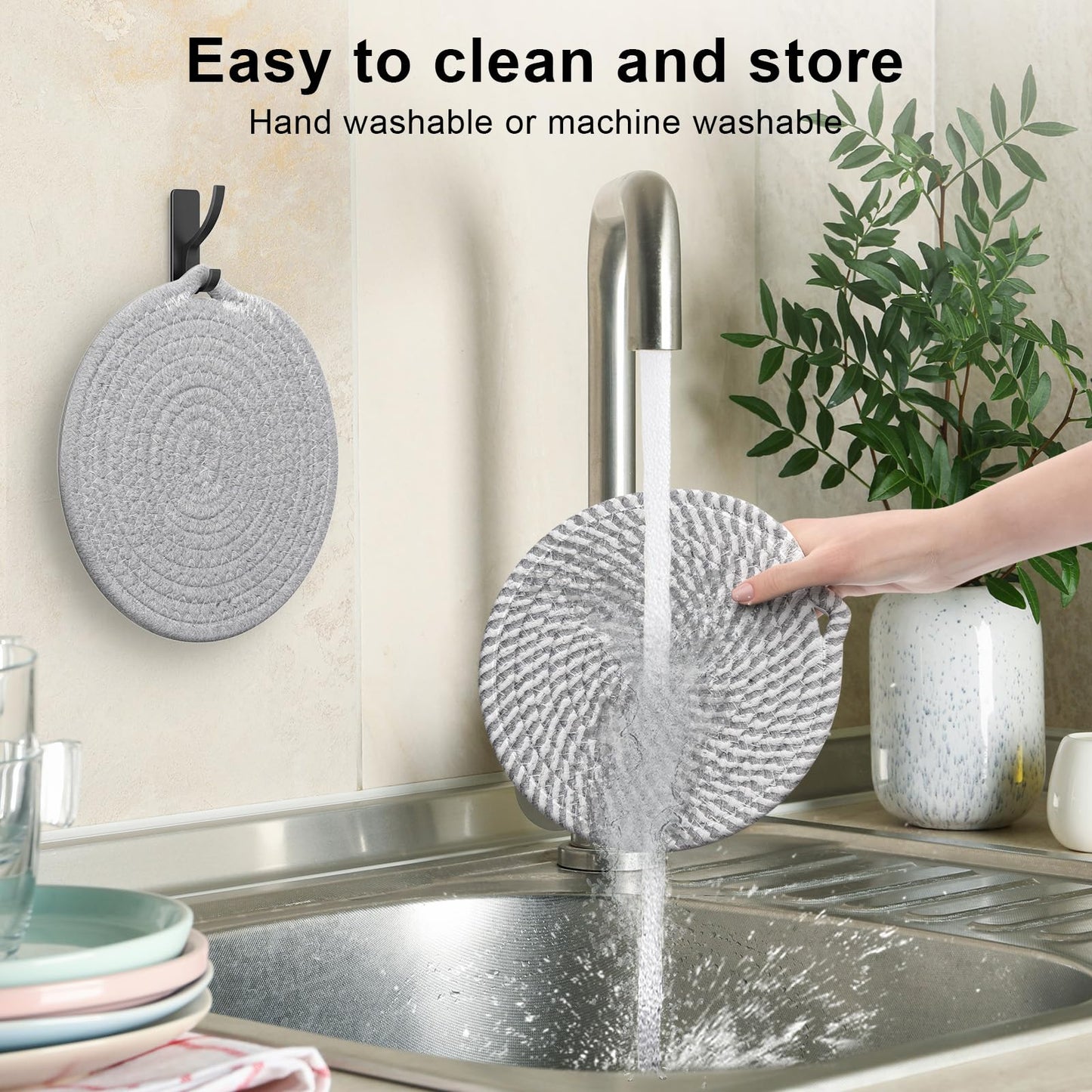 7" Trivets for Hot Dishes, 6 Pack Hot Pads for Kitchen Counter & Dining Table, Heat Resistant | Scratches | Stains Cotton Trivets for Hot Pots and Pans