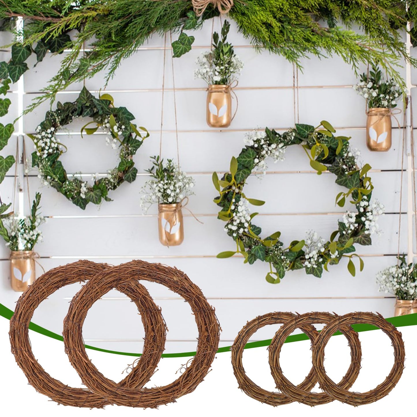 KUKLIPJIM 12 Pcs 12 Inch & 8 inch Natural Grapevine Wreath Set, Hand-Woven Vine Branch Wreaths for DIY Crafts, Christmas Decorations, Home & Event Styling(6 Pieces per Size)
