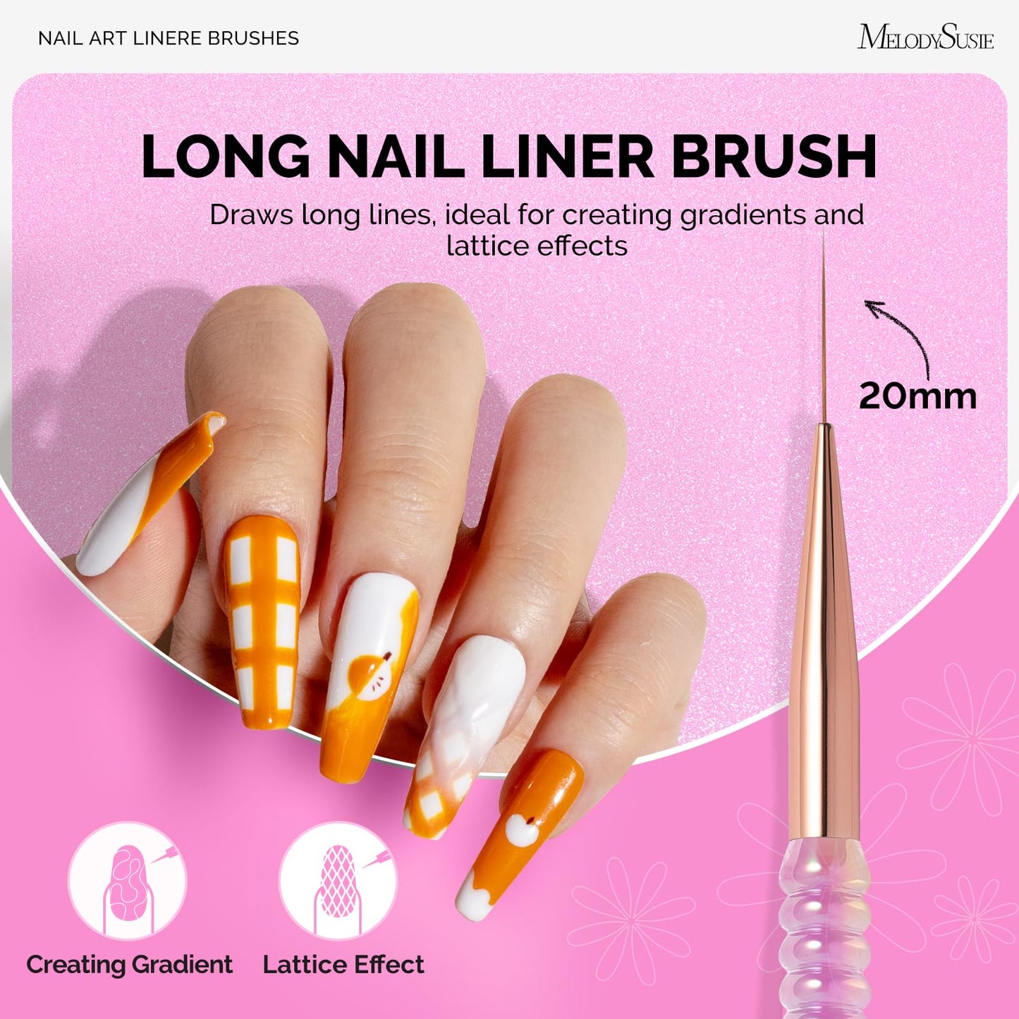 MelodySusie 1PC Round Shape Resin Nail Art Palette and 5Pcs Nail Art Liner Brushes with Nail Brush Holder