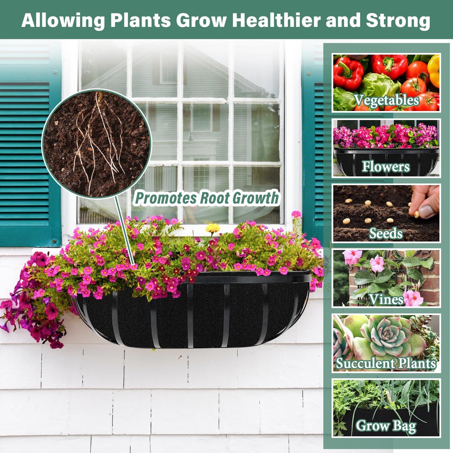 Riare 6 Pack 36 Inch Black Felt Window Box Liners- Fabric Trough Planter Basket Liners Replacement, Non-Woven Hanging Plant Liner for Wall Hanging Basket, Garden Fence Railing (Avoid Bird Nesting)