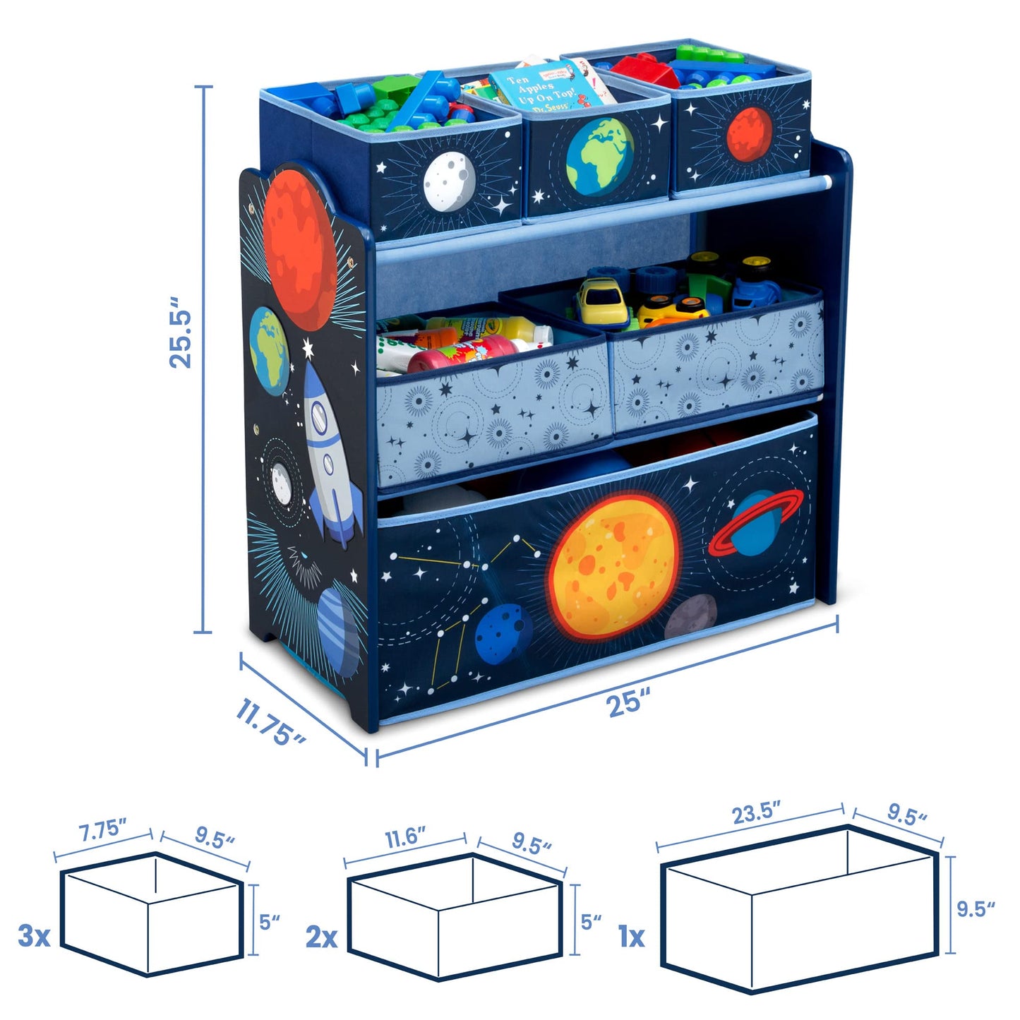 Delta Children Space Adventures Design & Store 6 Bin Toy Storage Organizer - Greenguard Gold Certified, Blue