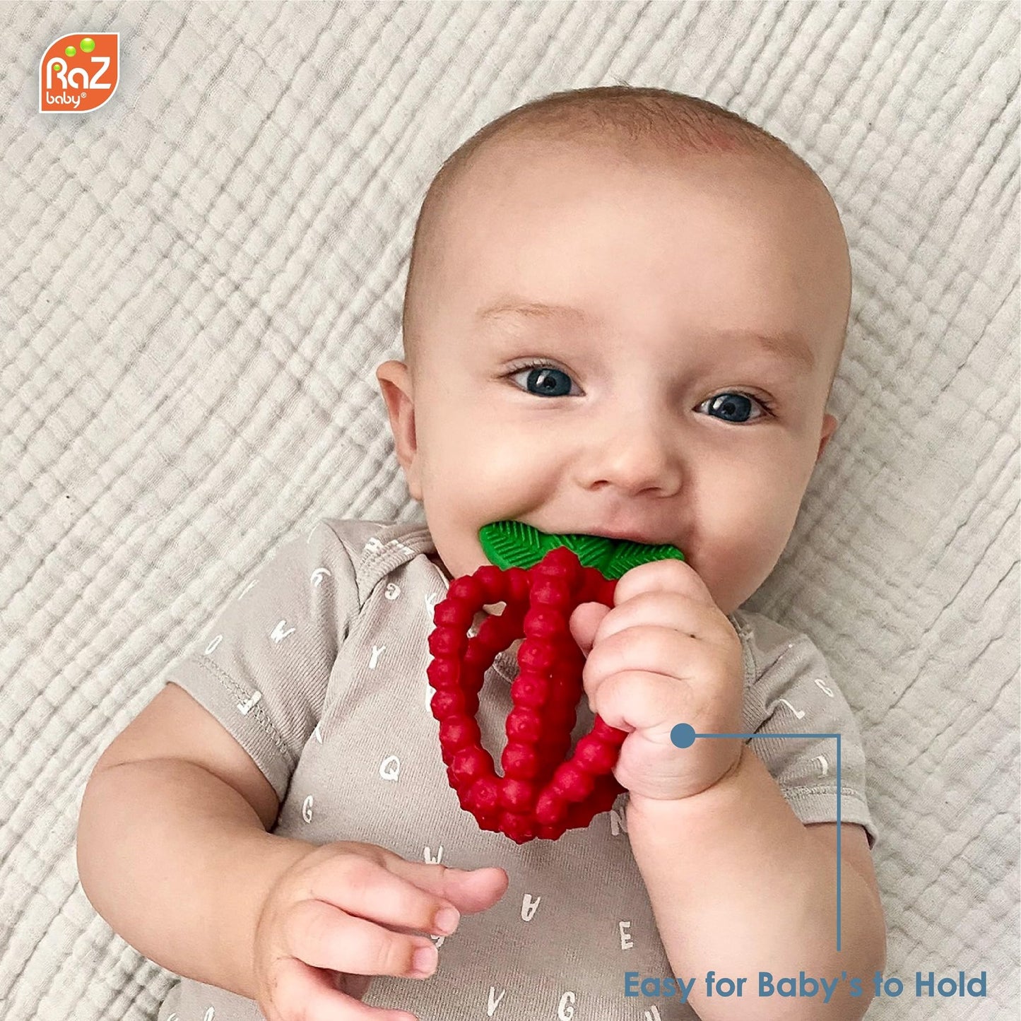 RaZBaby Silicone Infant & Baby Teething Toy Bundle - 3m+ - BerryBumps Soothe Babie's Sore Gums Back and Front - BPA Free, Easy to Hold