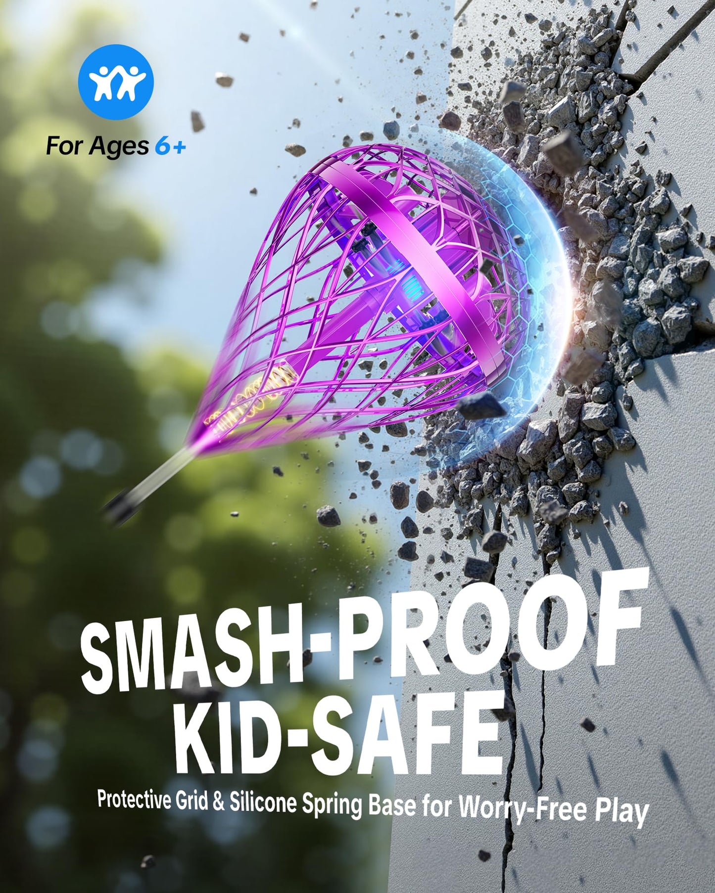 Flystars Flying Bouncing Toys, Next-Gen Pro 2025 Cosmic Globe Flying Orb Ball Motion-Control Hover Spinner with 3D Flips, Cool Interactive Gift Toy for Kids 6+ Boys Girls Teens(Purple-S)
