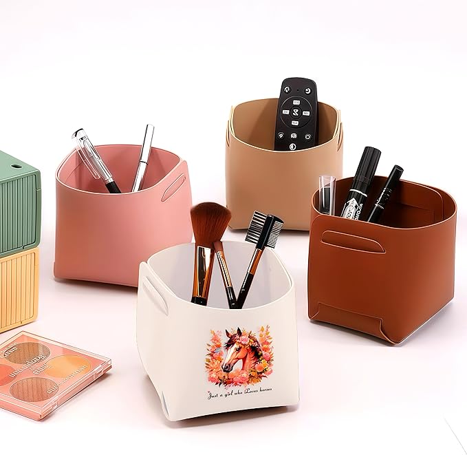 Horse Makeup Brush Holder, Decorative Desk Organizer for Jewelry Pen Pencil Glasses Storage, Horse Lovers Themed Gifts Stuff For Girls Teens Kids Women!