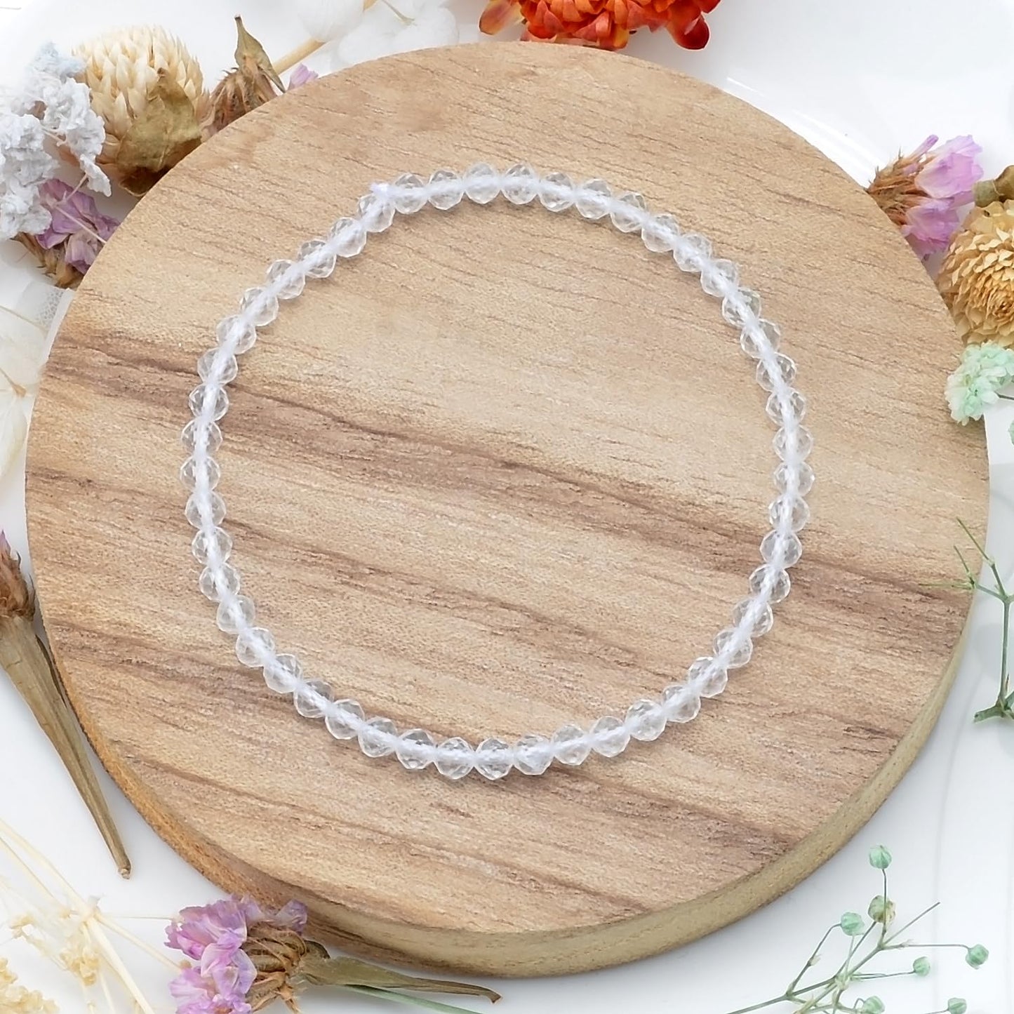 MASSIVE BEADS Natural Genuine Gemstone Beads Healing Crystal Chakra Reiki Jewelry Faceted Round Beads Bracelets (Clear Quartz, 3mm)