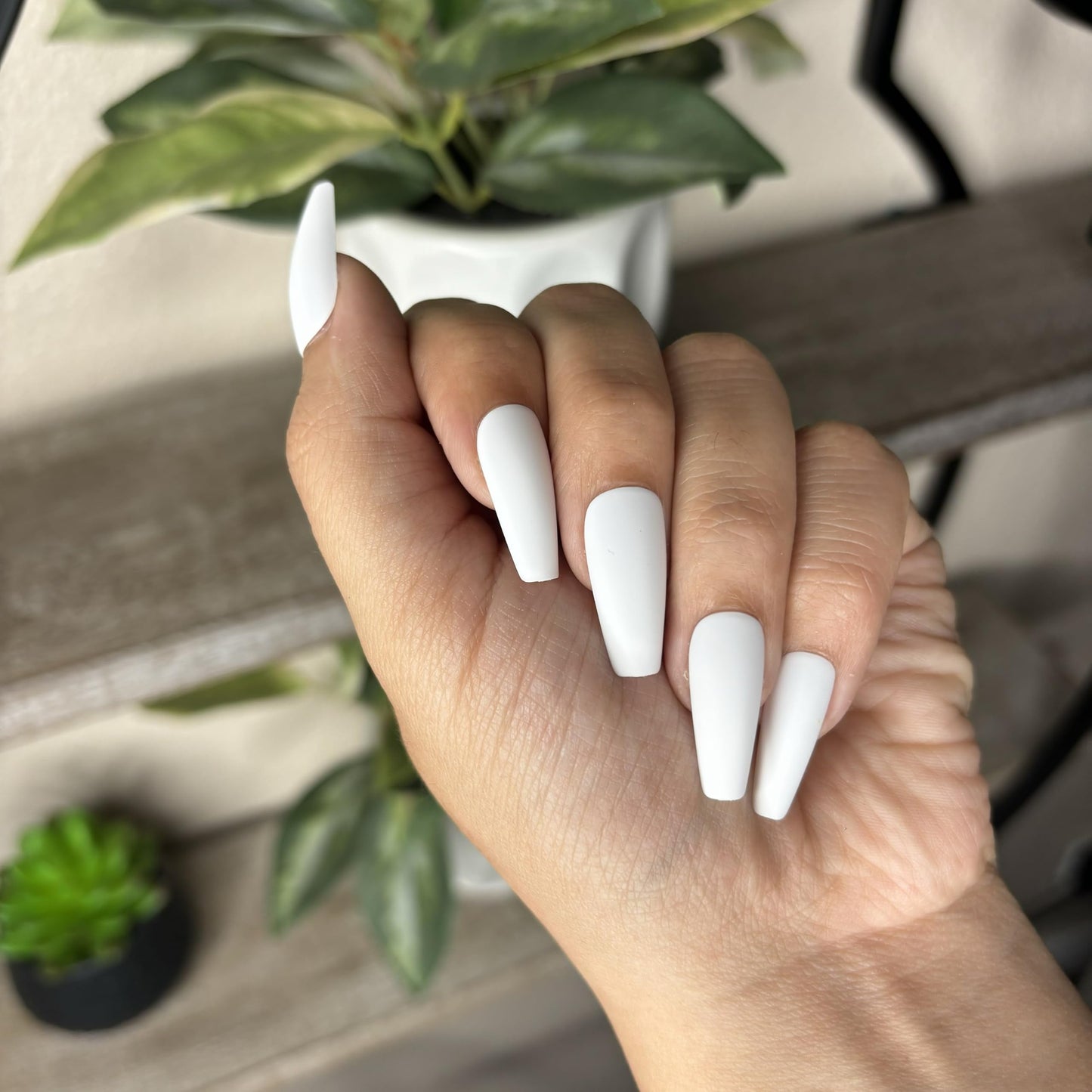 WHITE COFFIN Press-On Nails by Lavaa Beauty | Long Coffin | Matte White Coffin Nails
