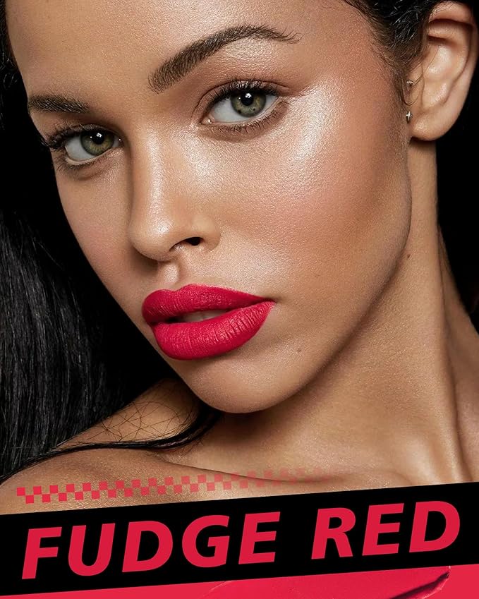 Red Lipstick Long Lasting, Matte Liquid Lipsticks for Women Non Transfer Smudgeproof Smooth and Easy to Appy Cruelty Free Lip Color, M52 Fudge Red