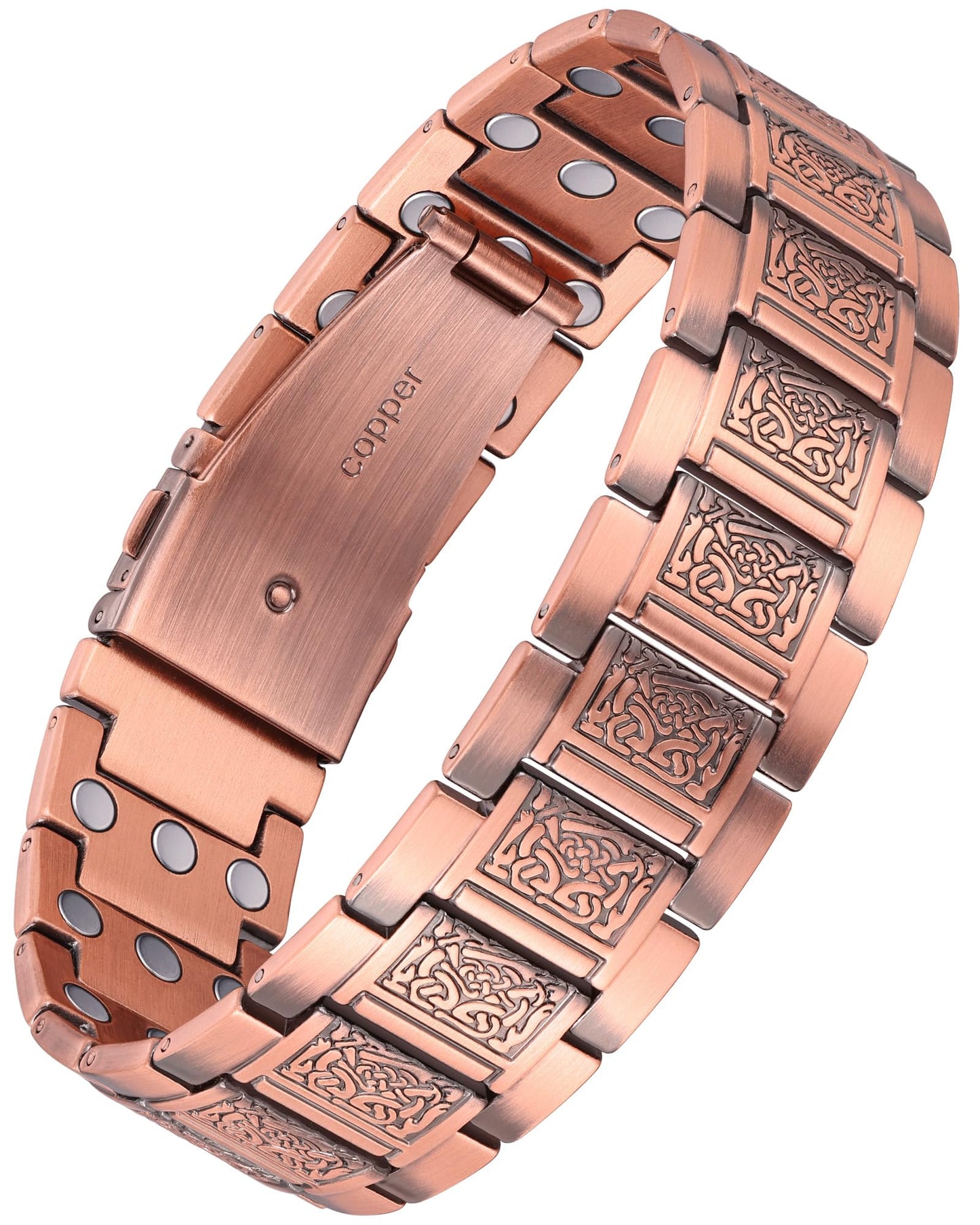 Feraco Copper Bracelet for Men, 3X Strength Magnetic Therapy Bracelet with Powerful 3800 Gauss Magnets,Copper Cooper Jewelry