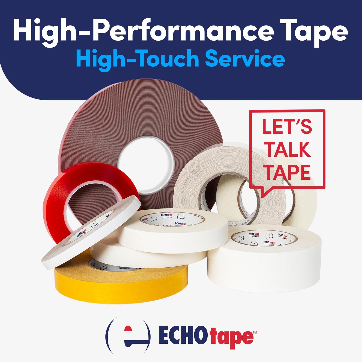 ECHOtape DC-M194A | Double-Sided Polyester Tape | Clear Thin Tape | All Weather/Cold Weather Tape | Insulation Mounting Tape | Contractor Tape | Superior Holding Power | 1.41 in x 60 yd