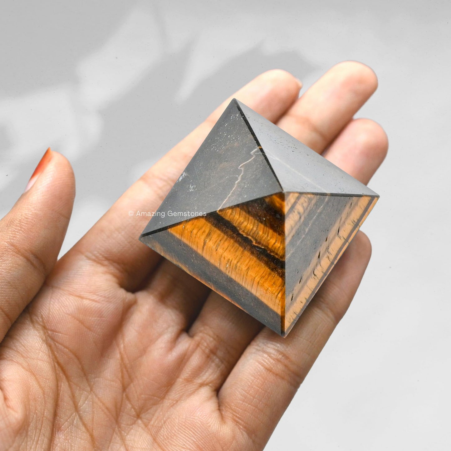 Amazing Gemstone Tiger Eye Pyramid Crystal Healing Stones - 1.5" Great Pyramid Figurine of Natural Stone Pyramid for Meditation, Reiki, Chakra Balancing and Crystal Pyramids Grid