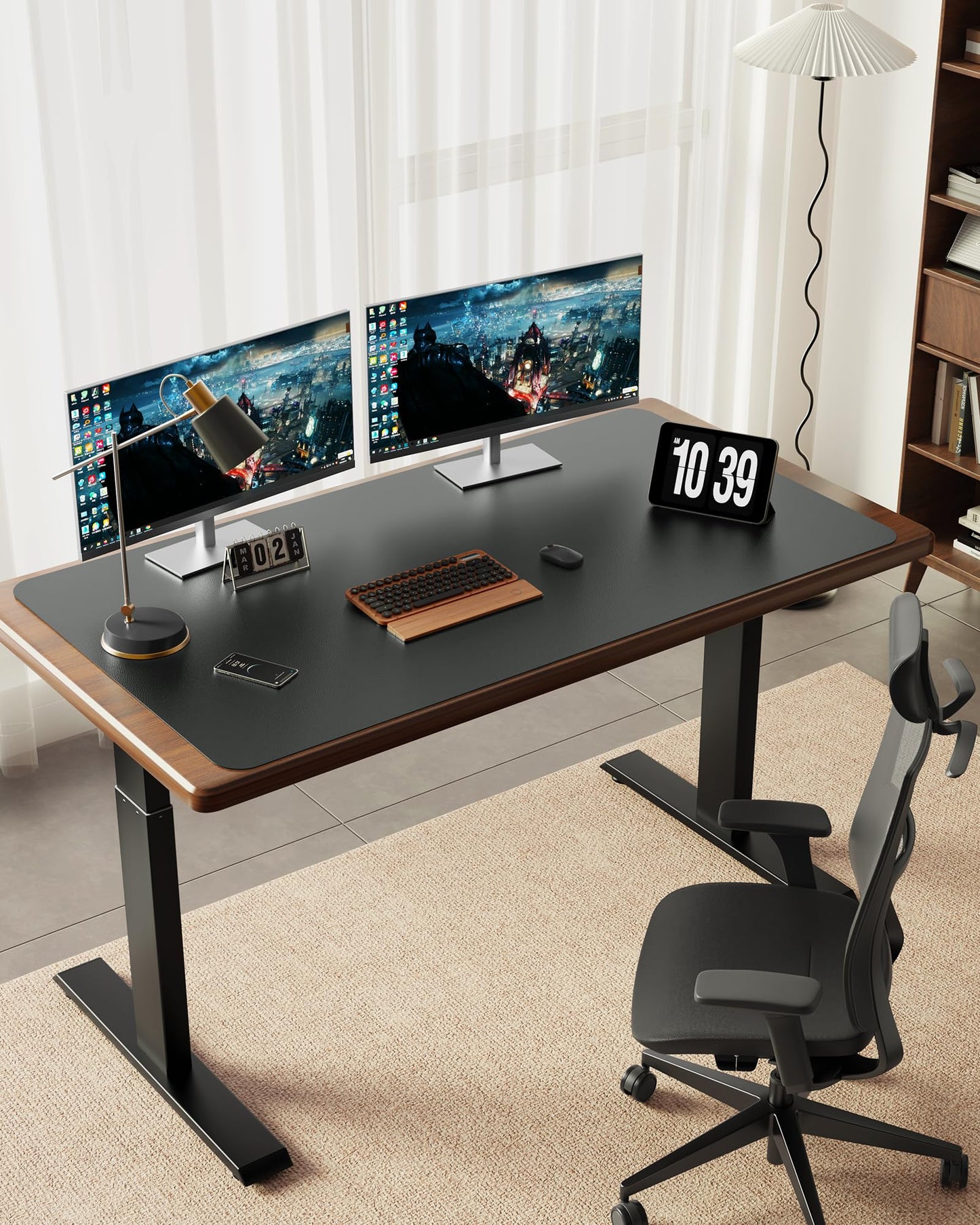YSAGI Large PU Leather Desk Mat for Keyboard and Mouse - Waterproof Non-Slip Desk Pad Protector for Office, Home, Writing Desk (Dark Grey, 35.4" x 17")