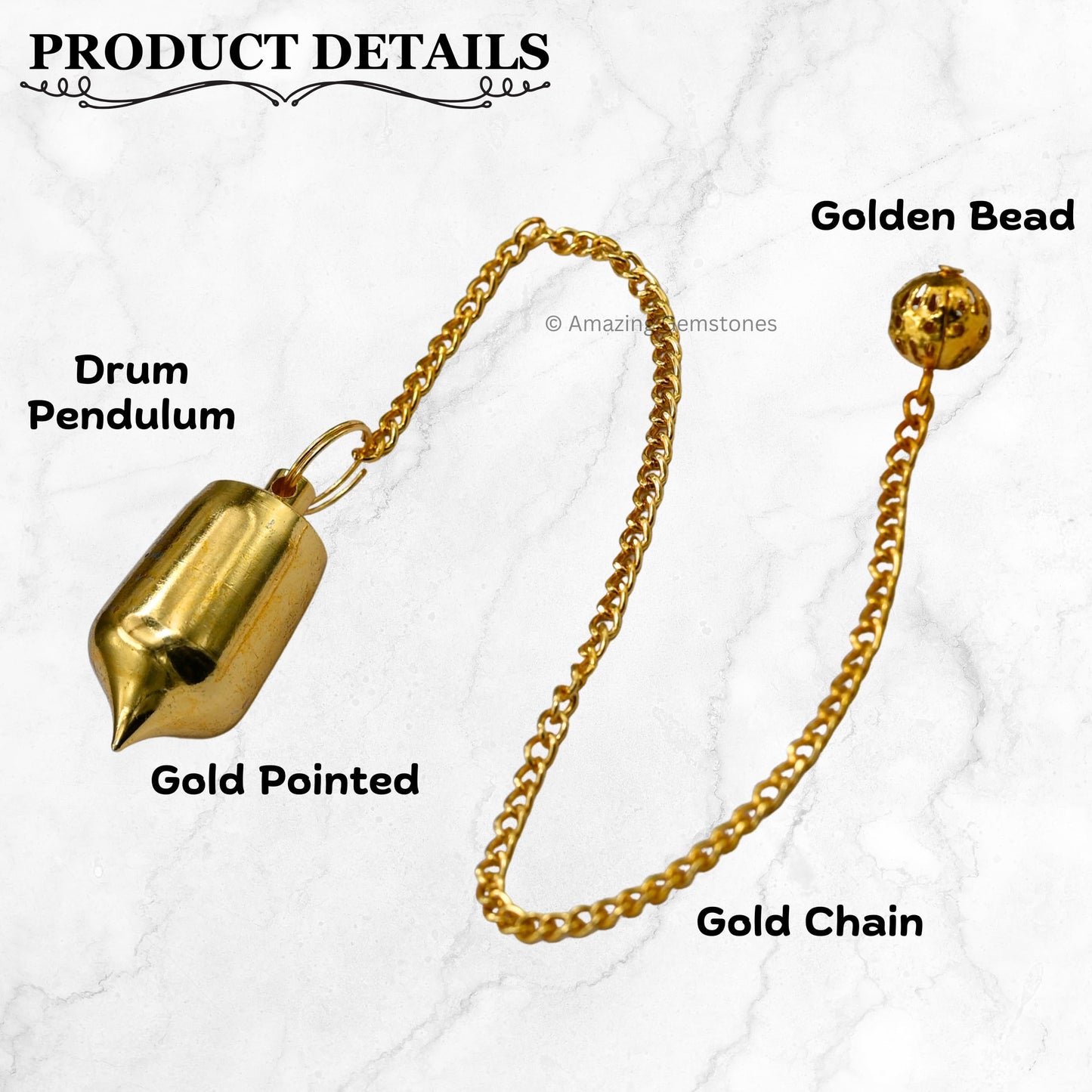 Amazing Gemstone Healing Metal Pendulums for Divination, Gold Pointed Drum Steel Copper Pendulum High Energy Pendulo de Bronce Pendulos de Mesa MP93