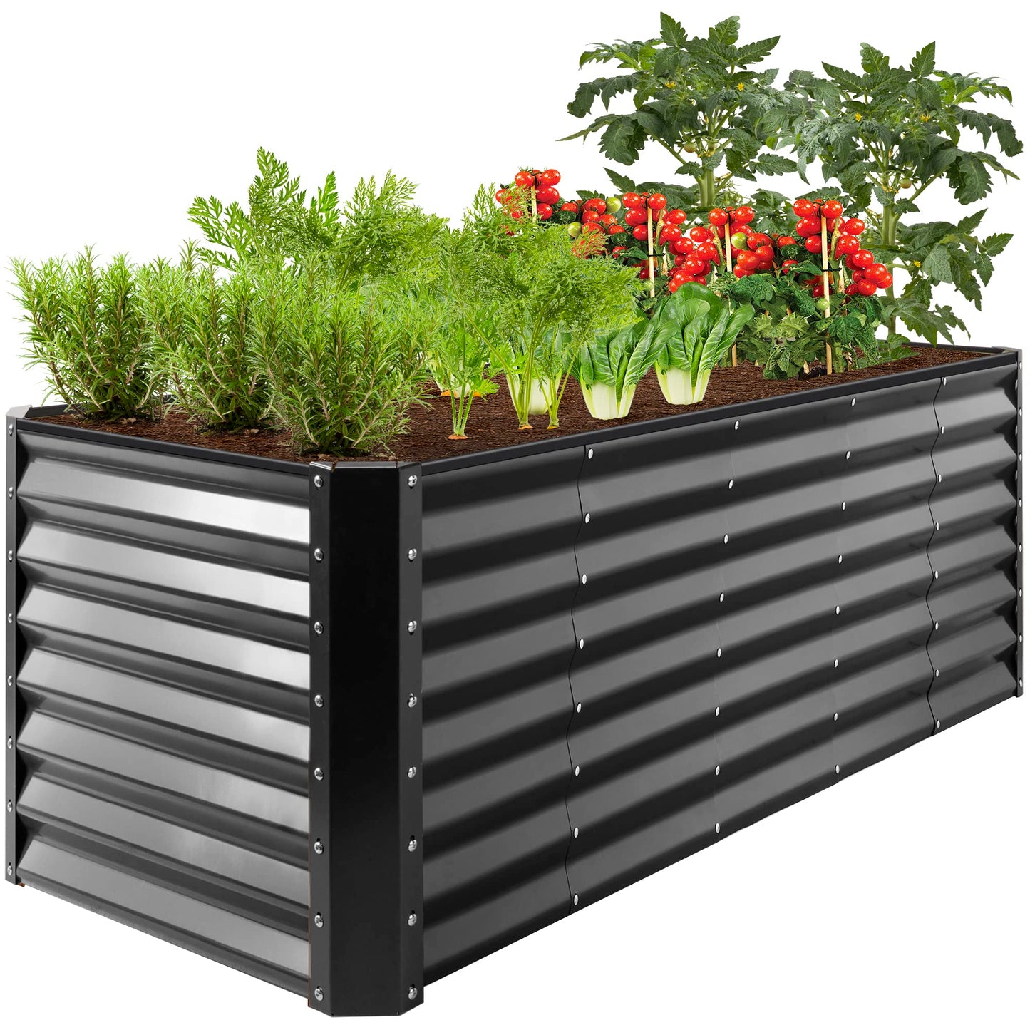 Best Choice Products 8x2x2ft Outdoor Metal Raised Garden Bed, Rectangular Deep Root Planter Box for Vegetables, Flowers, Herbs, and Succulents w/ 239 Gallon Capacity - Gray