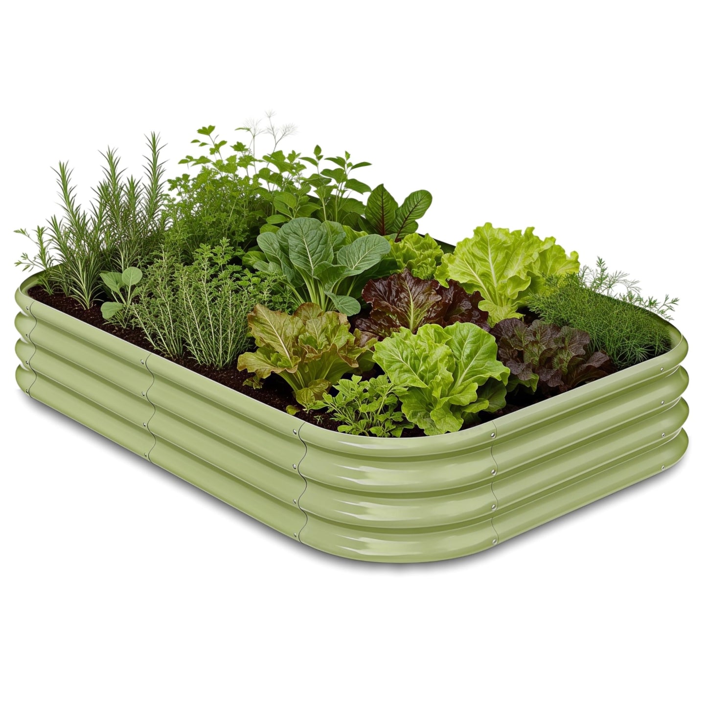 Annoell 6x4x1 ft Galvanized Raised Garden Bed - 12" Tall Tall Metal Planter Boxes Outdoor for Vegetable Herbs, Modular Raised Flower Bed with Rust Resistant Coating for Outside Backyard - Moss Green