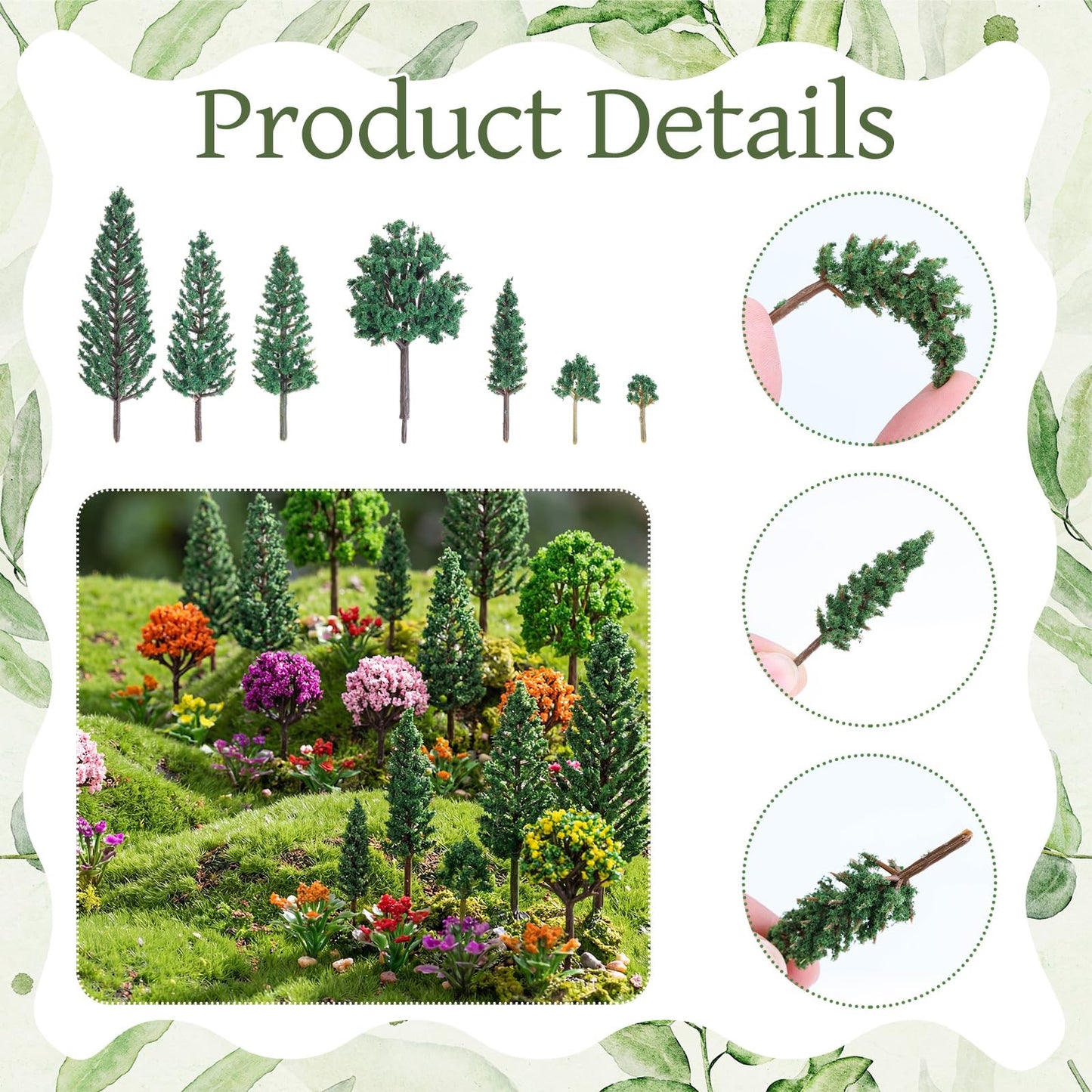 Soulchen 58 Pieces Diorama Supplies Kit Include Model Trees 0.98-5.12 Inch Mixed Mini Trees 16 x 40 Inch Model Grass Mat Ho Scale Accessories for Projects Train Scenery Building Landscape DIY Crafts