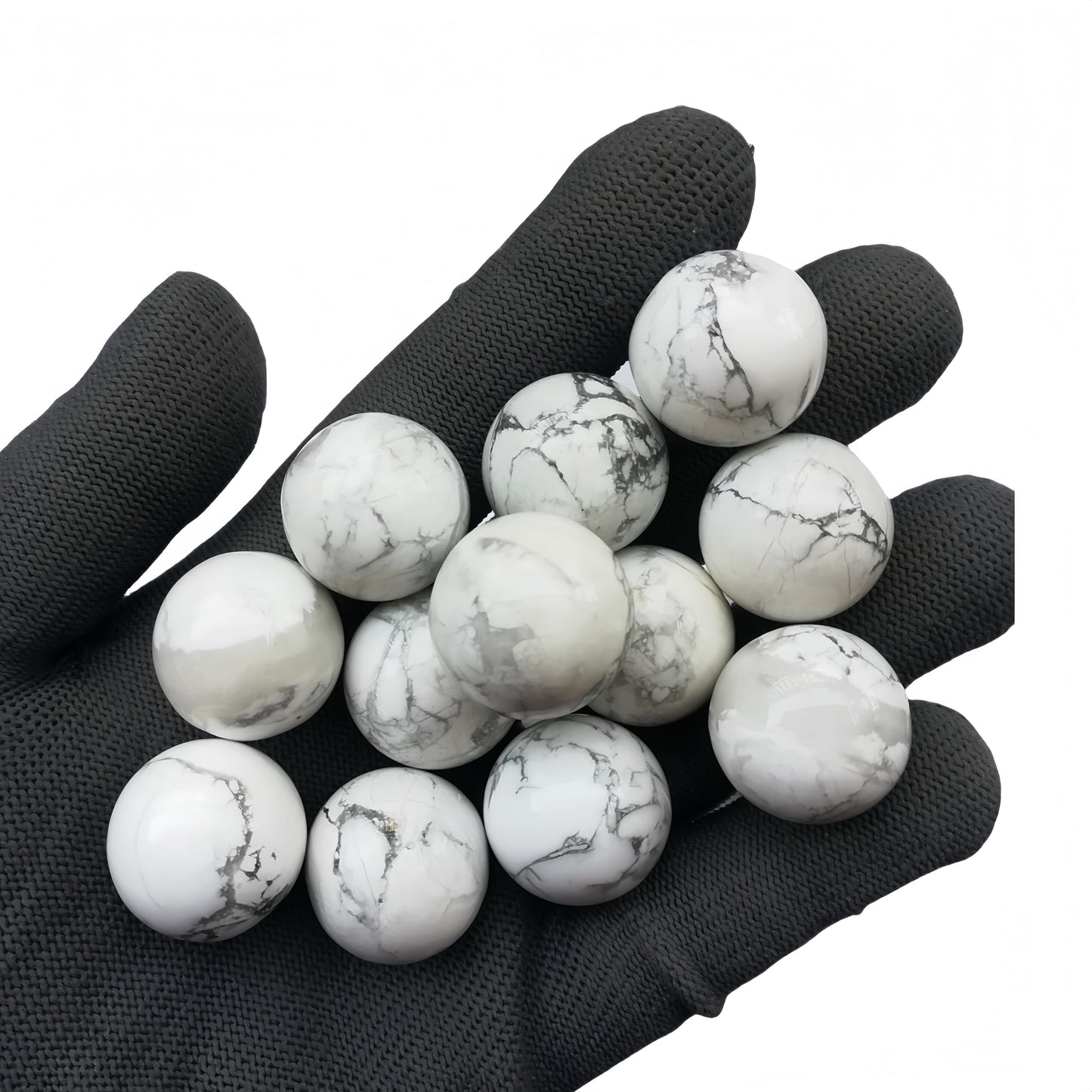 Sunshcat Natural White Howlite Turquoise 0.78 Inchs Crystals and Healing Stone Ball Set,Home Desktop Feng Shui Array Decoration(7 Pieces) ﻿