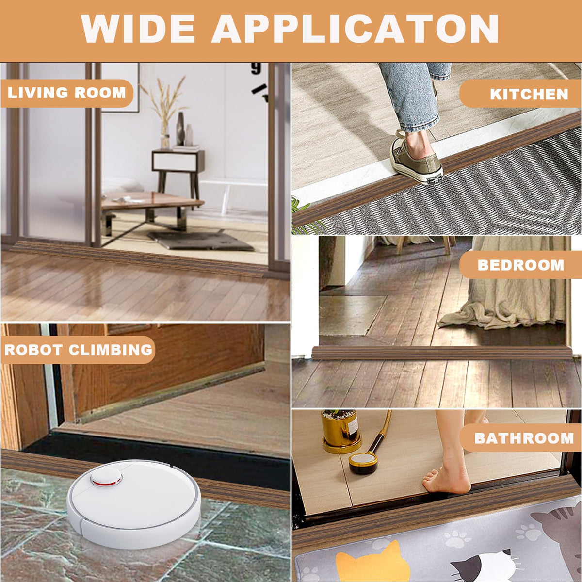 Vinyl Door Threshold Flooring Transition Strip Self Adhesive Carpet Edging Strip for Laminate Doorway Edge Threshold from 3 (10 Foot)