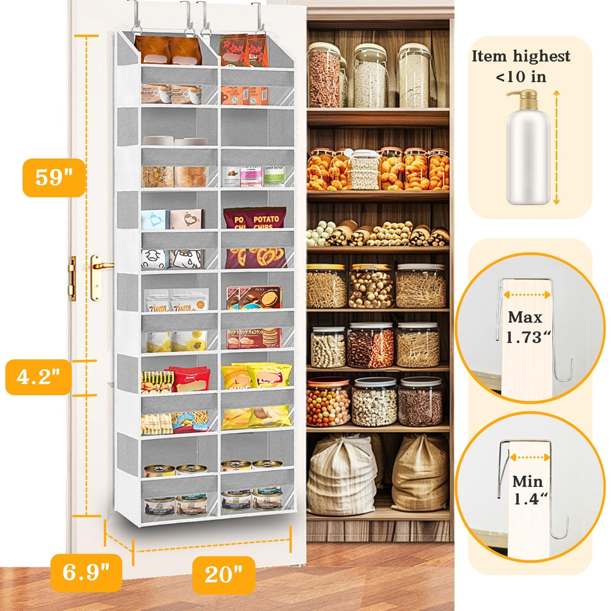 Over The Door Organizer 6 Tiers (6 Count)
