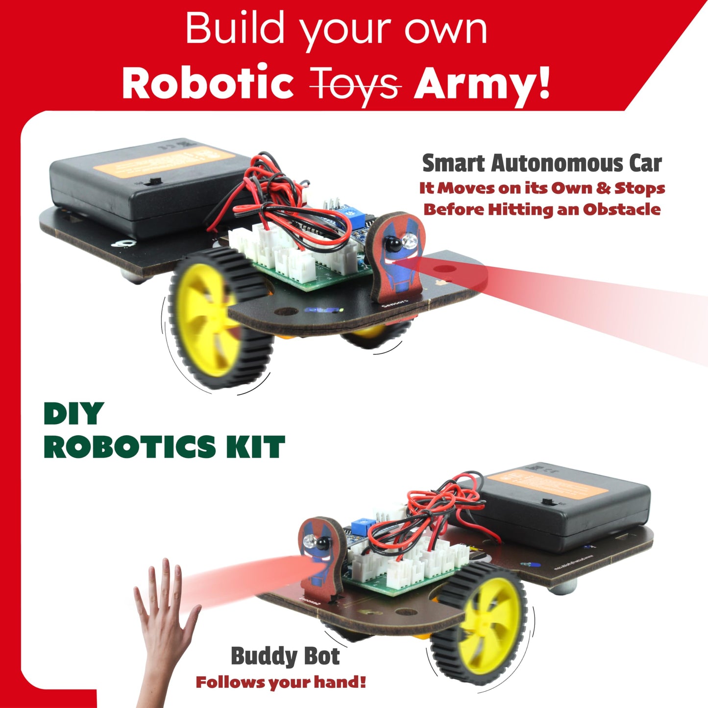 Butterfly EduFields 5in1 STEM Robotics Kit | Toys for Ages 8-13 | Smart Robot Car Kit | Gifts for Smart Kids | Electronics Robotics Kit for Kids 8-12 | Robot Building Toys Gift Set