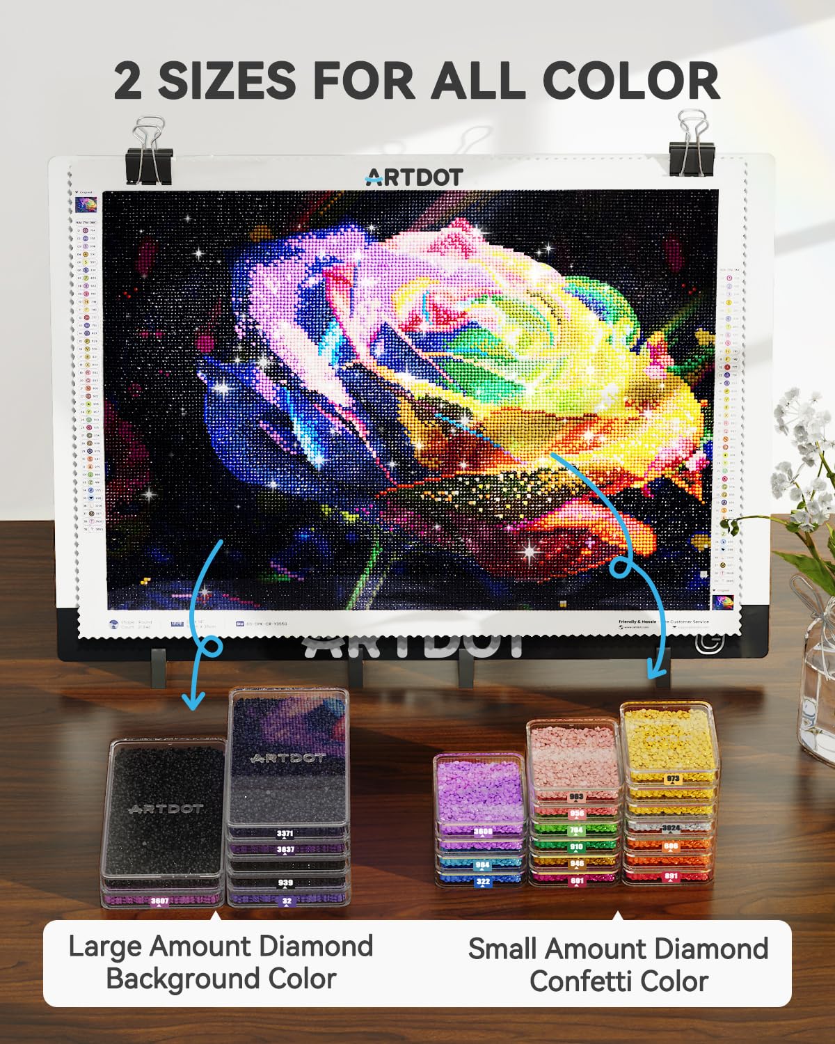ARTDOT 15-Piece Diamond Art Storage Trays Kits for Adults with Lids, 2-in-1 Stackable Diamond Painting Accessories and Tools