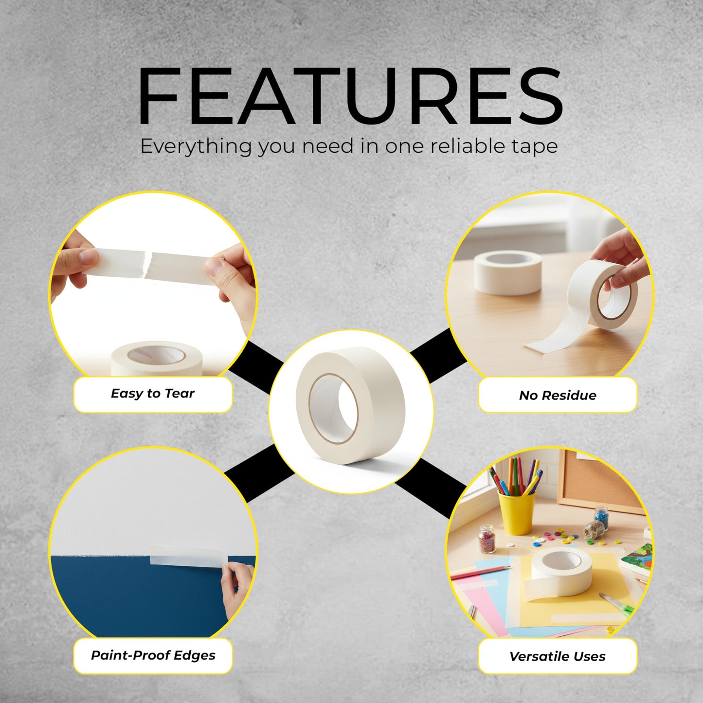 BONSTOCK 12 Pack Wide Masking Tape 2 inch Wide, White Painters Tape 2" Masking Tape Wide Bulk for General Purpose Use, 2 Inches X 55 Yards X 12 Rolls (660 Total Yards)